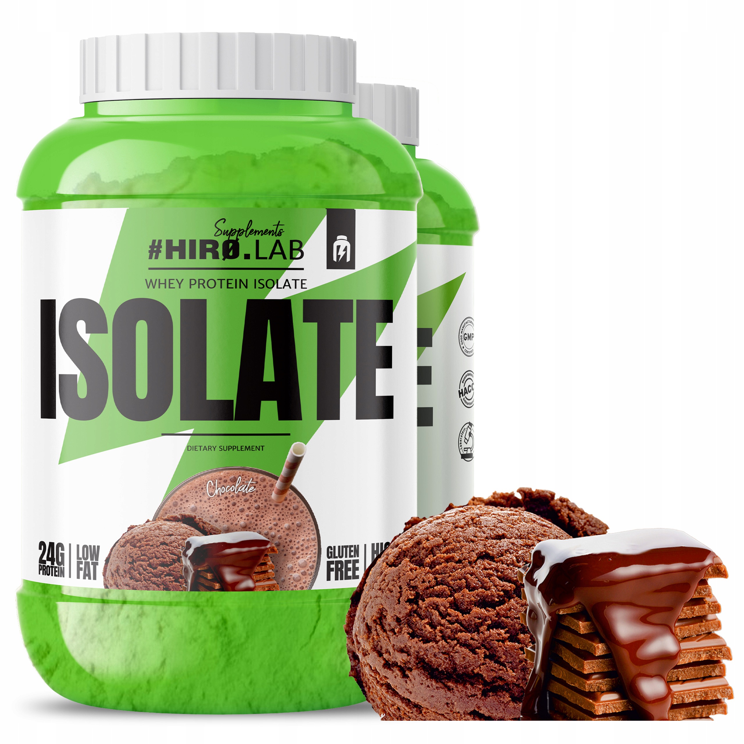 2x Protein Wpi Izolát Doplněk Stravy kondicionér Whey Protein 1800 g Čokoláda Hiro