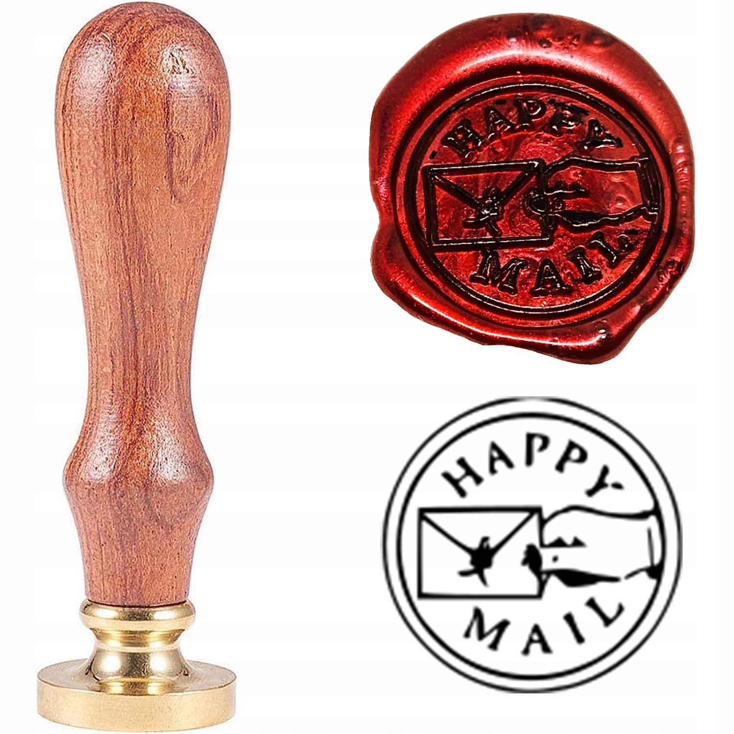 Pieczęć, stempel do wosku, laku wzór HAPPY MAIL