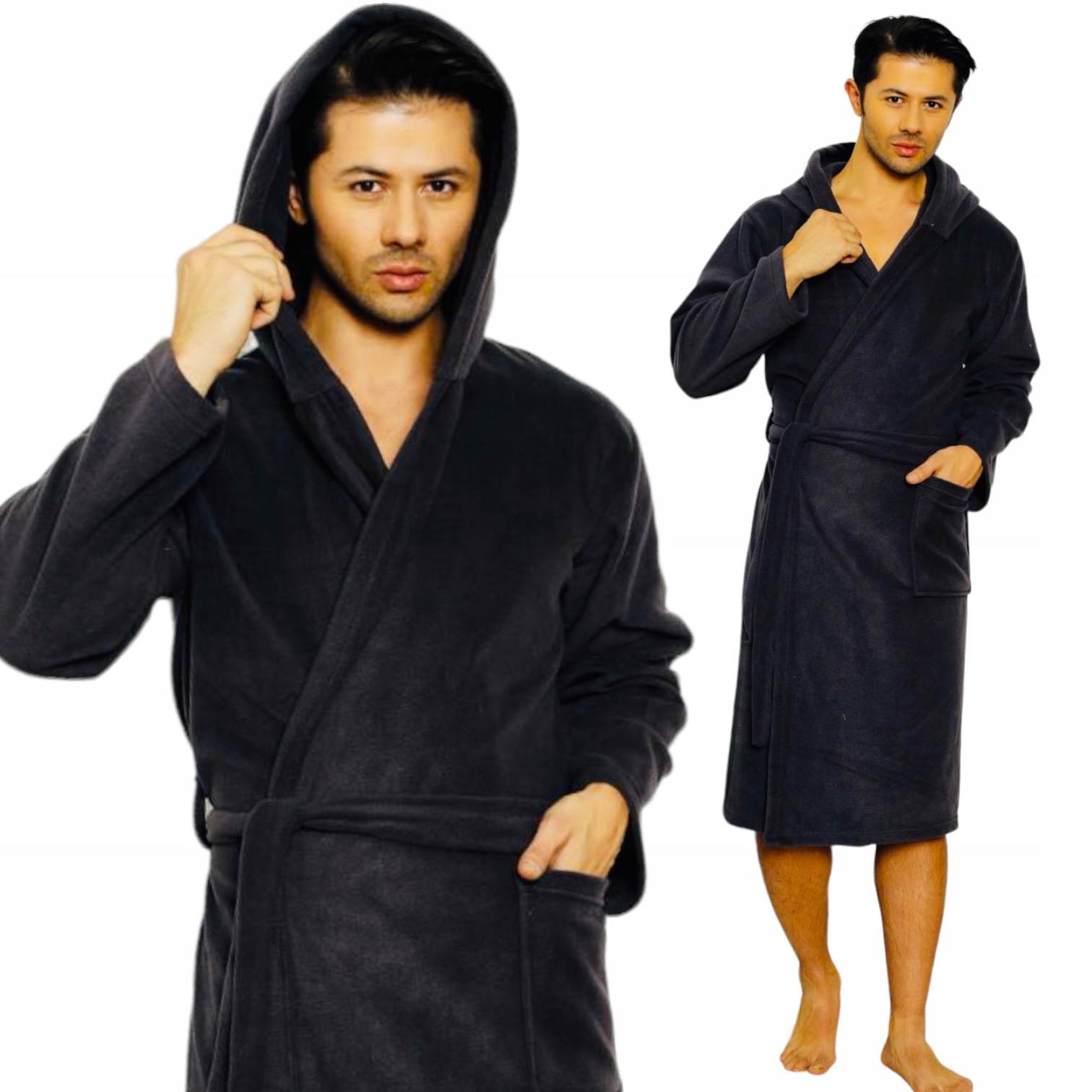 

Szlafrok Męski Polarowy Z Kapturem /ciepły/miękki