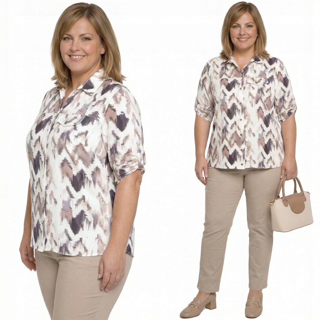 Béžovo-hnědá košile s plus size vzorem velikost 58