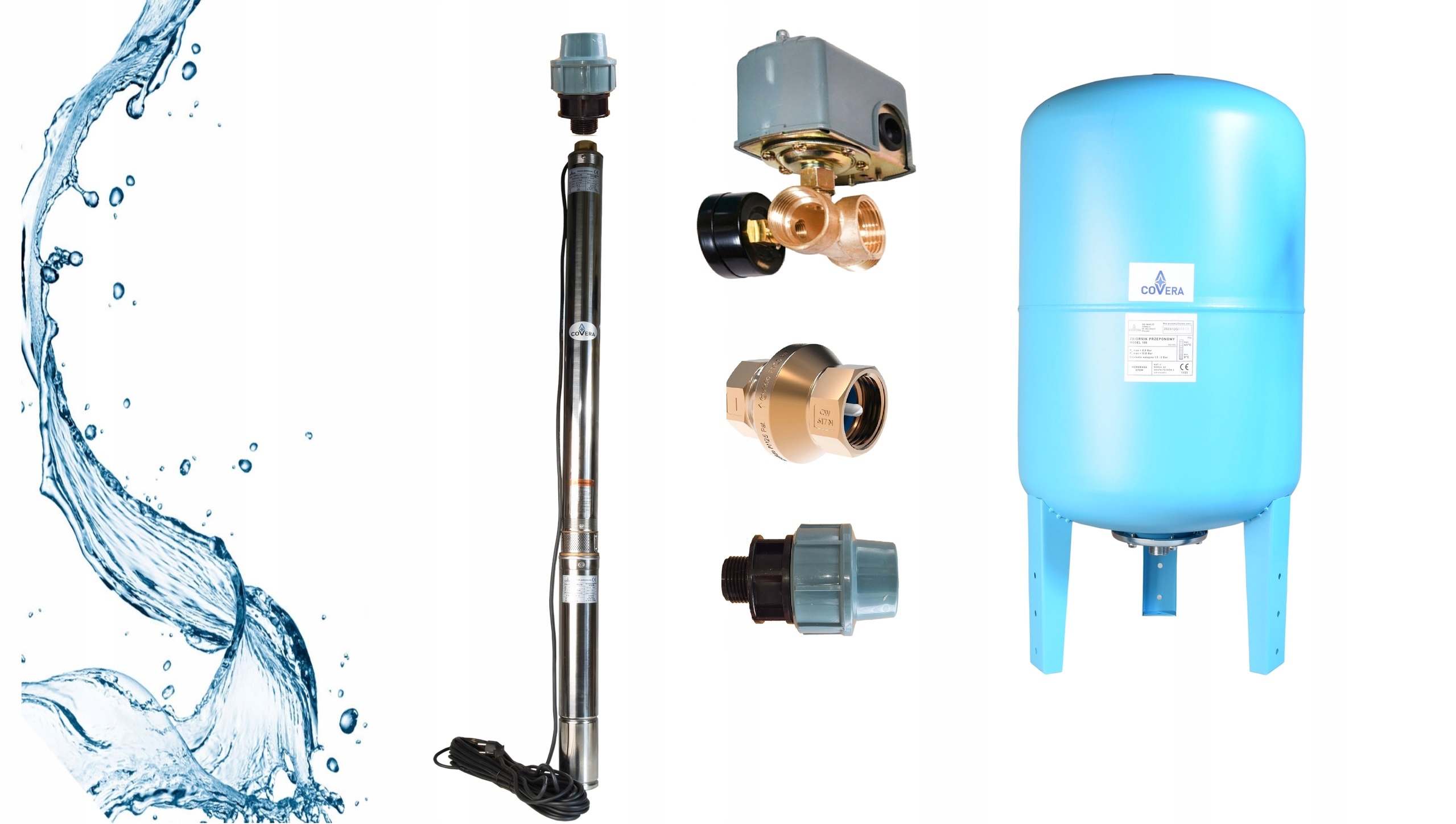 Hydrofor Pompa Głebinowa 3 Sdm 1/30 3000 L/h 750W Zbiornik 100L Pionowy