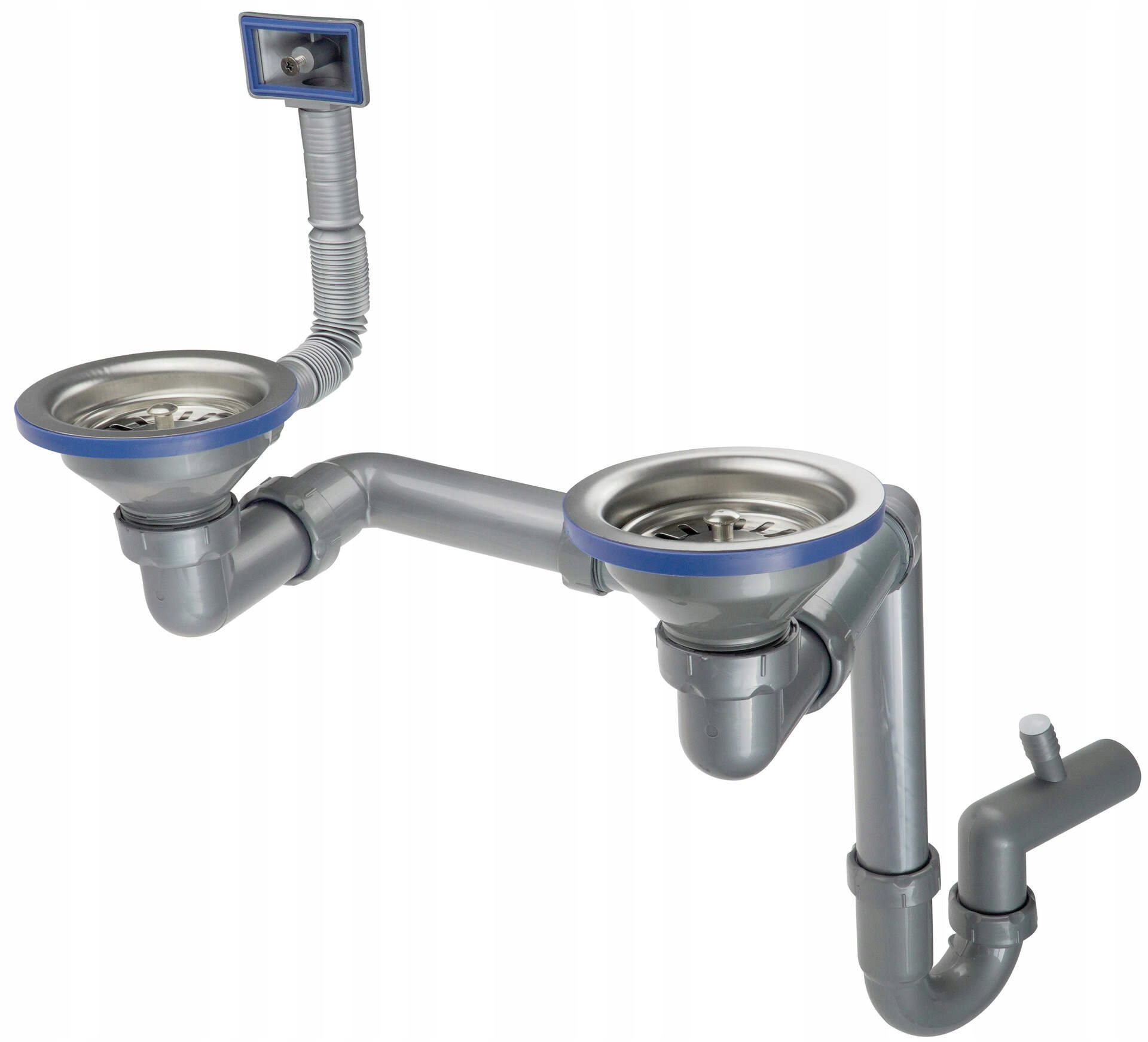 Sifon pro dřezy Deante 1.5 a 2-komorové Ocel
