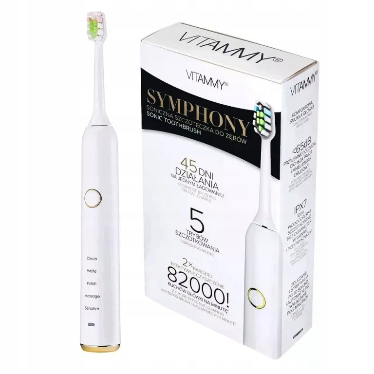 Szczoteczka Soniczna Elektryczna Do Zębów Vitammy Symphony White