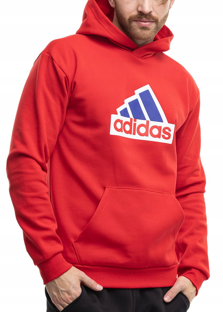 Pánská Mikina adidas Fi Bos s kapucí, bavlněná, tepláková, pohodlná, červená, L