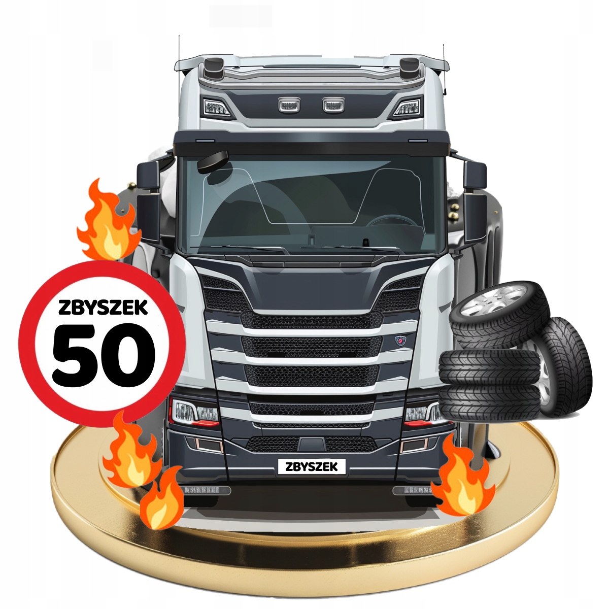 WYDRUK CUKROWY MASA OPŁATEK NA TORT TIR KIEROWCA CIĘŻARÓWKA SAMOCHÓD TEKST