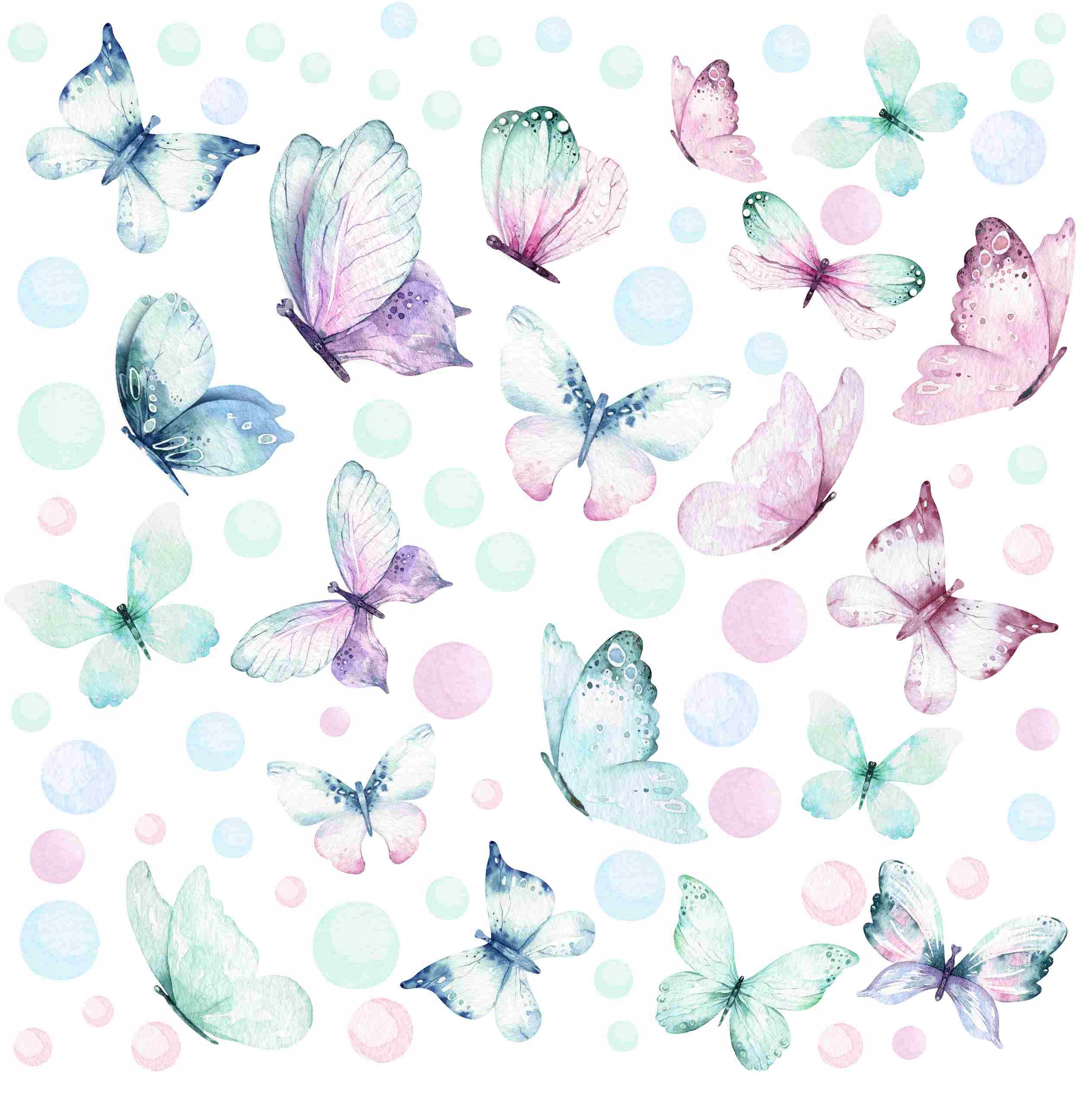 NAKLEJKI NA ŚCIANĘ KOLOROWE MOTYLKI MOTYLE PASTELOWE DECOTIA