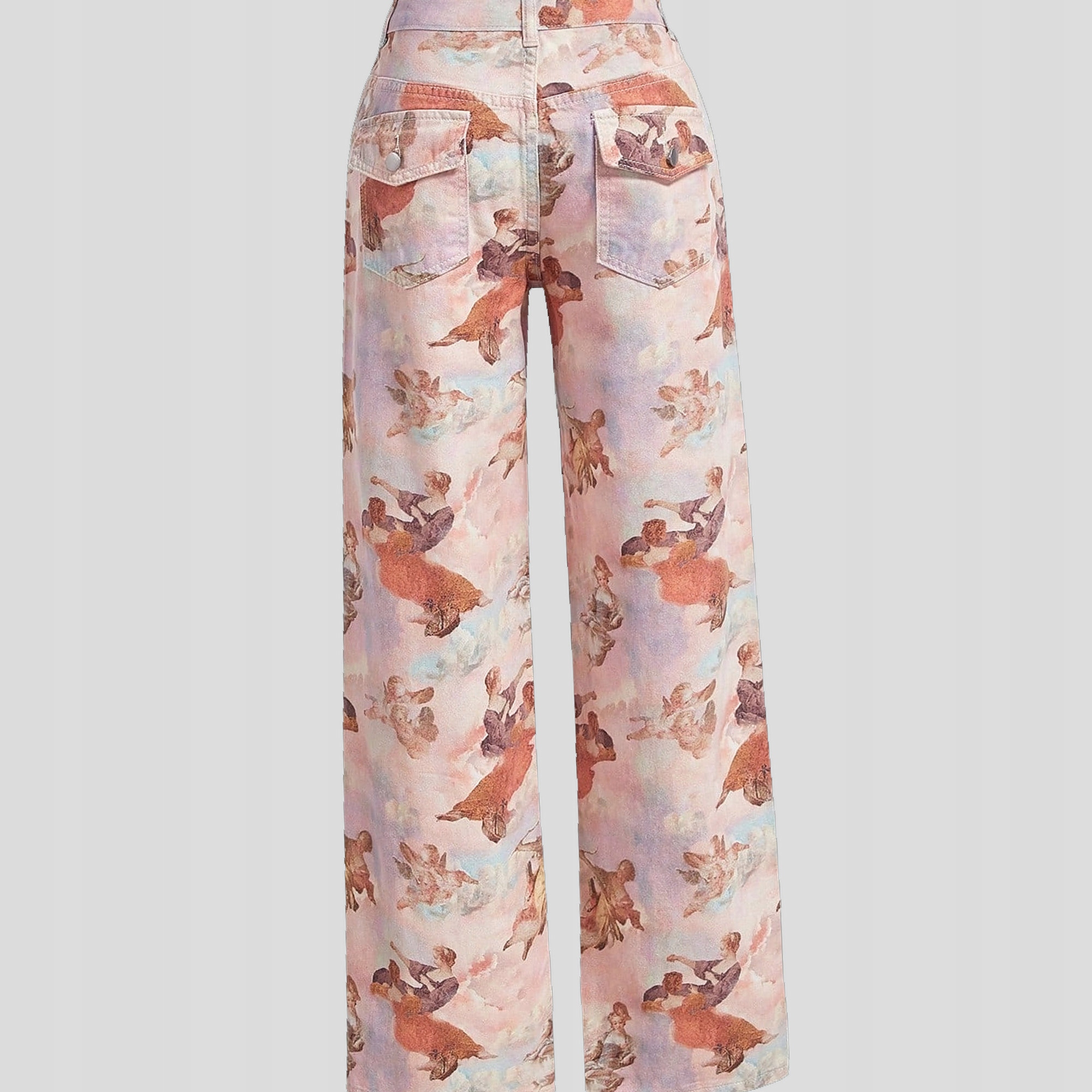Dámské Džíny Jednoduché Růžové Vzorované Vintage Styl Casual 26 Shein