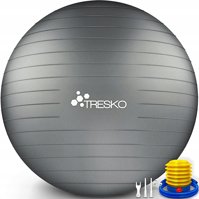 Piłka Gimnastyczna 75 CM Szara Tresko Z Pompką Fitness Pilates