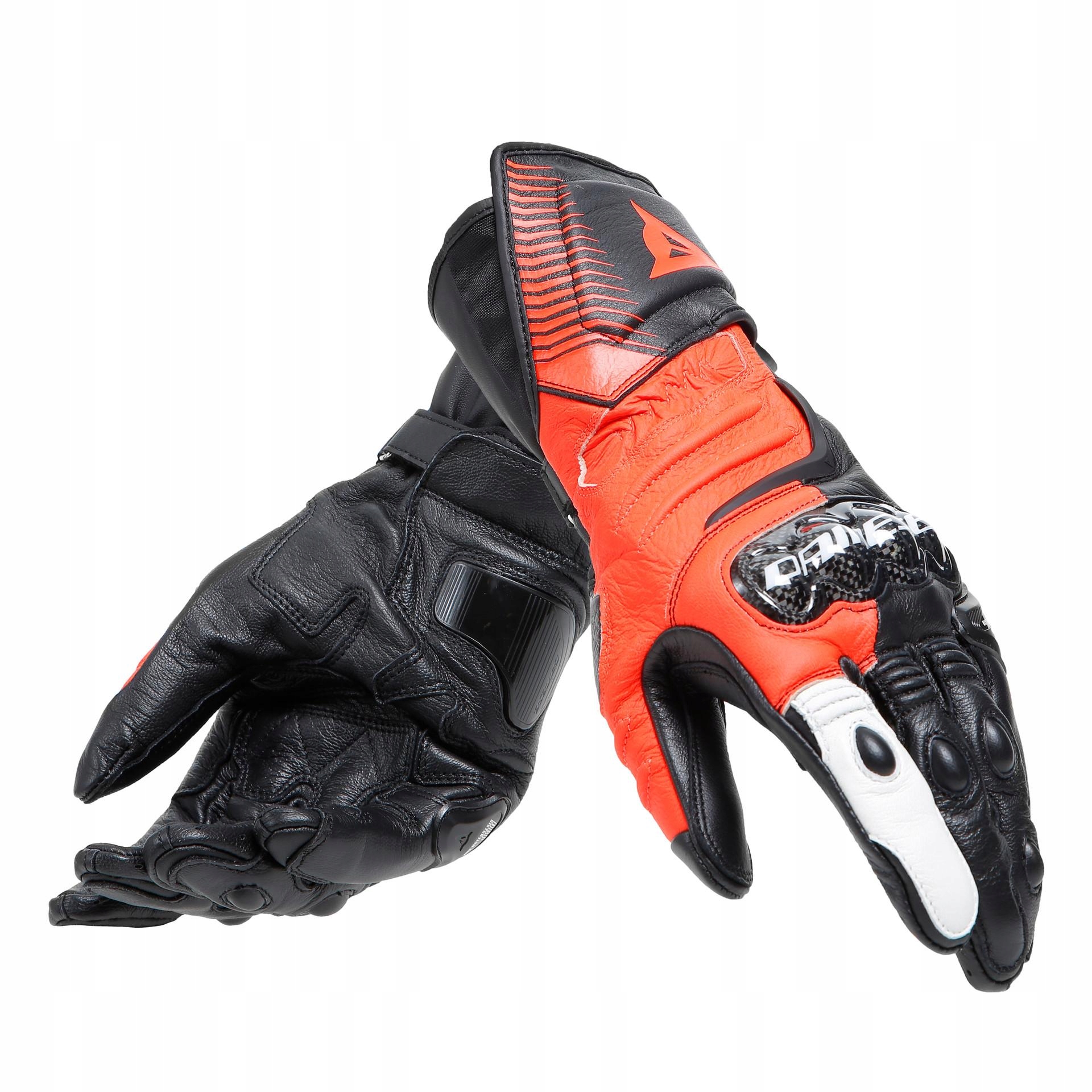 Motocyklové rukavice Dainese Carbon 4 Long Čierno/Červené-Fluo S