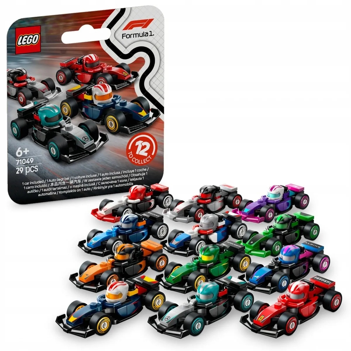 Lego Minifigures 71049 Kolekcjonerskie bolidy F1 Komplet 12 sztuk