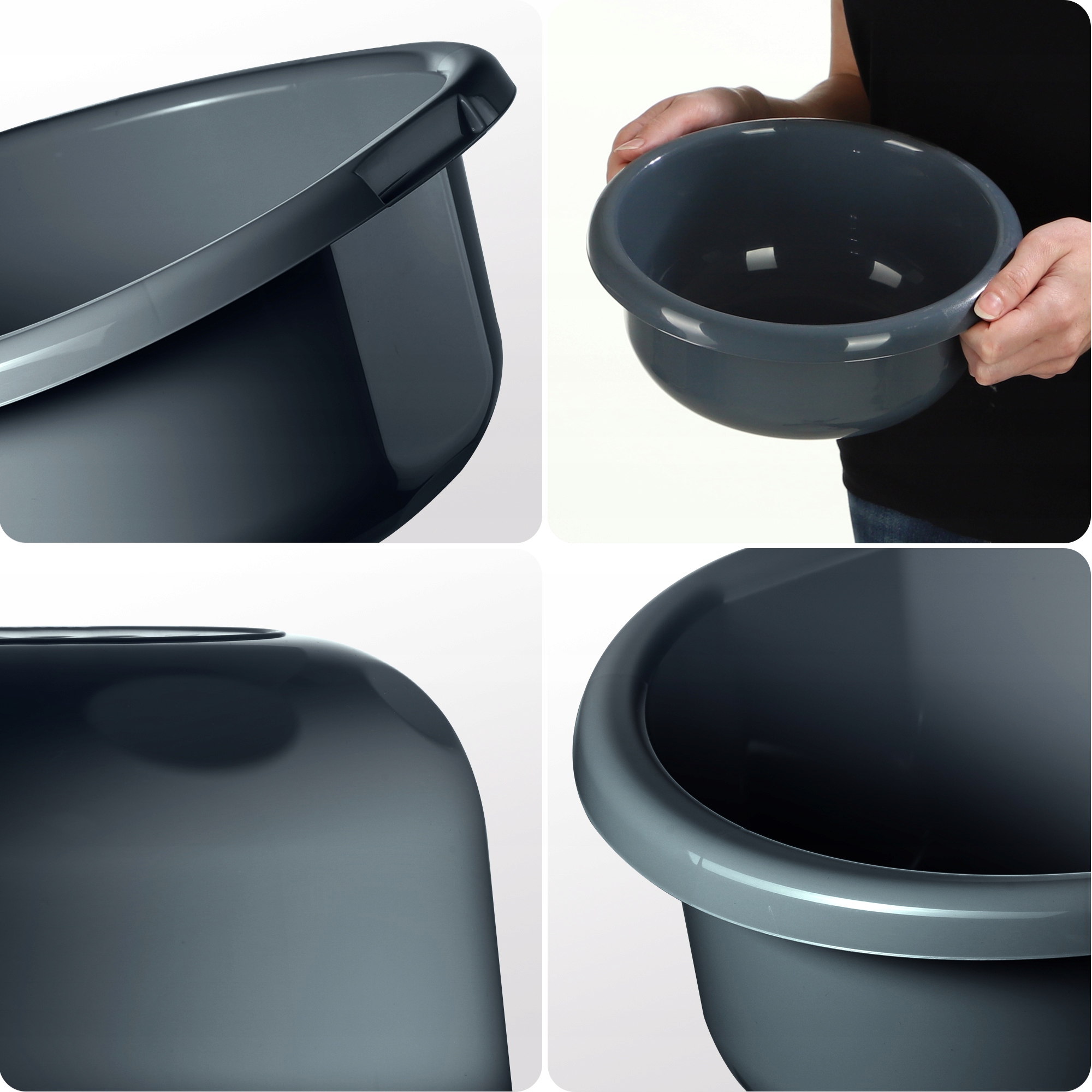 MISKA PLASTIKOWA OKRĄGŁA 2,5L NA PRANIE MIEDNICA MISA Z UCHWYTAMI Wysokość produktu 9.4 cm