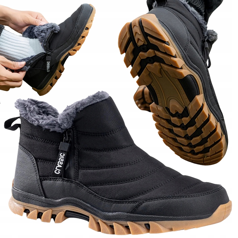 Zimní Zateplené Voděodolné Boty Černé Trapery Sněhule Kotníkové Boty Nad Kotník
