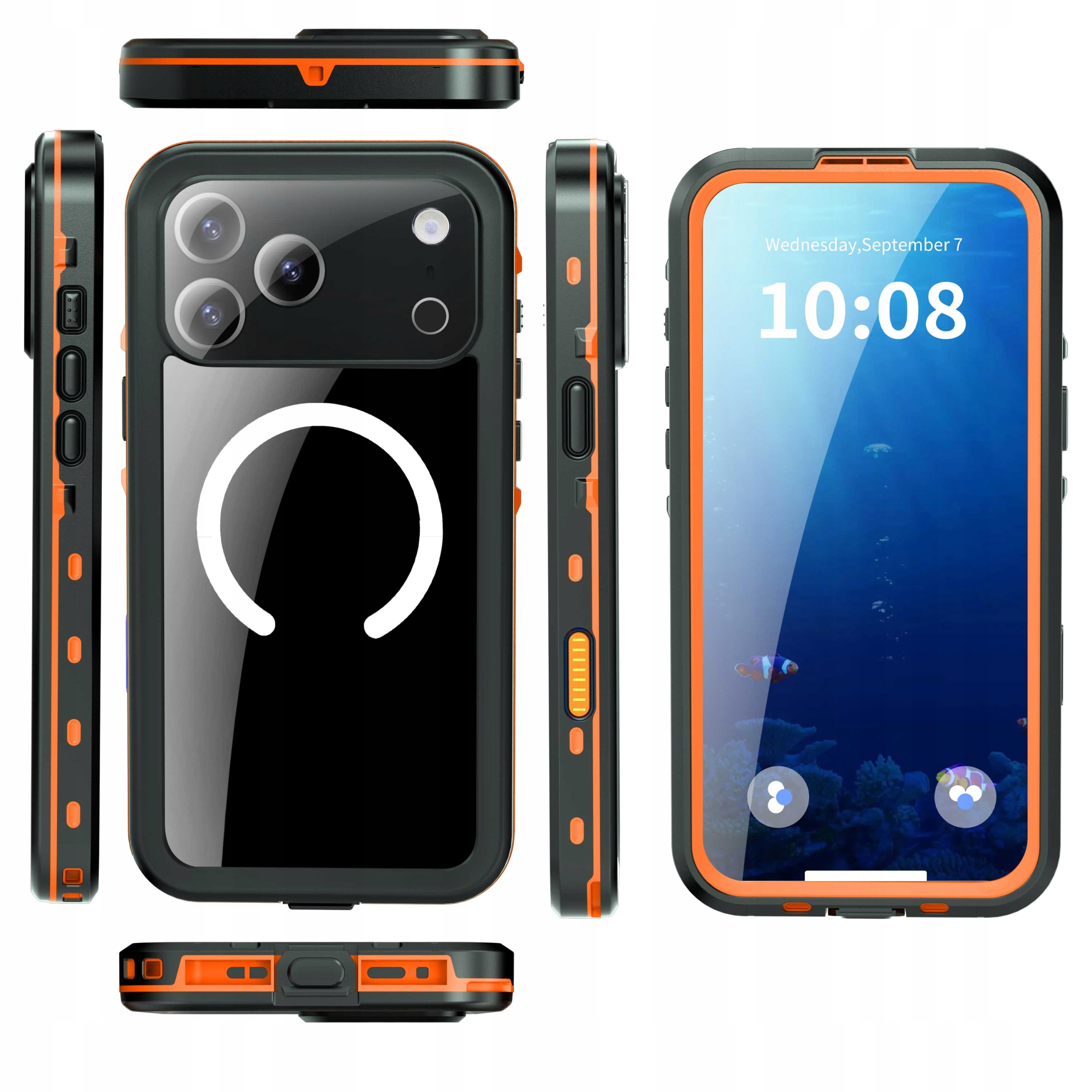Pancerne Etui 360° Wodoodporne Wytrzymała Obudowa iPhone 17 Pro Max IP68