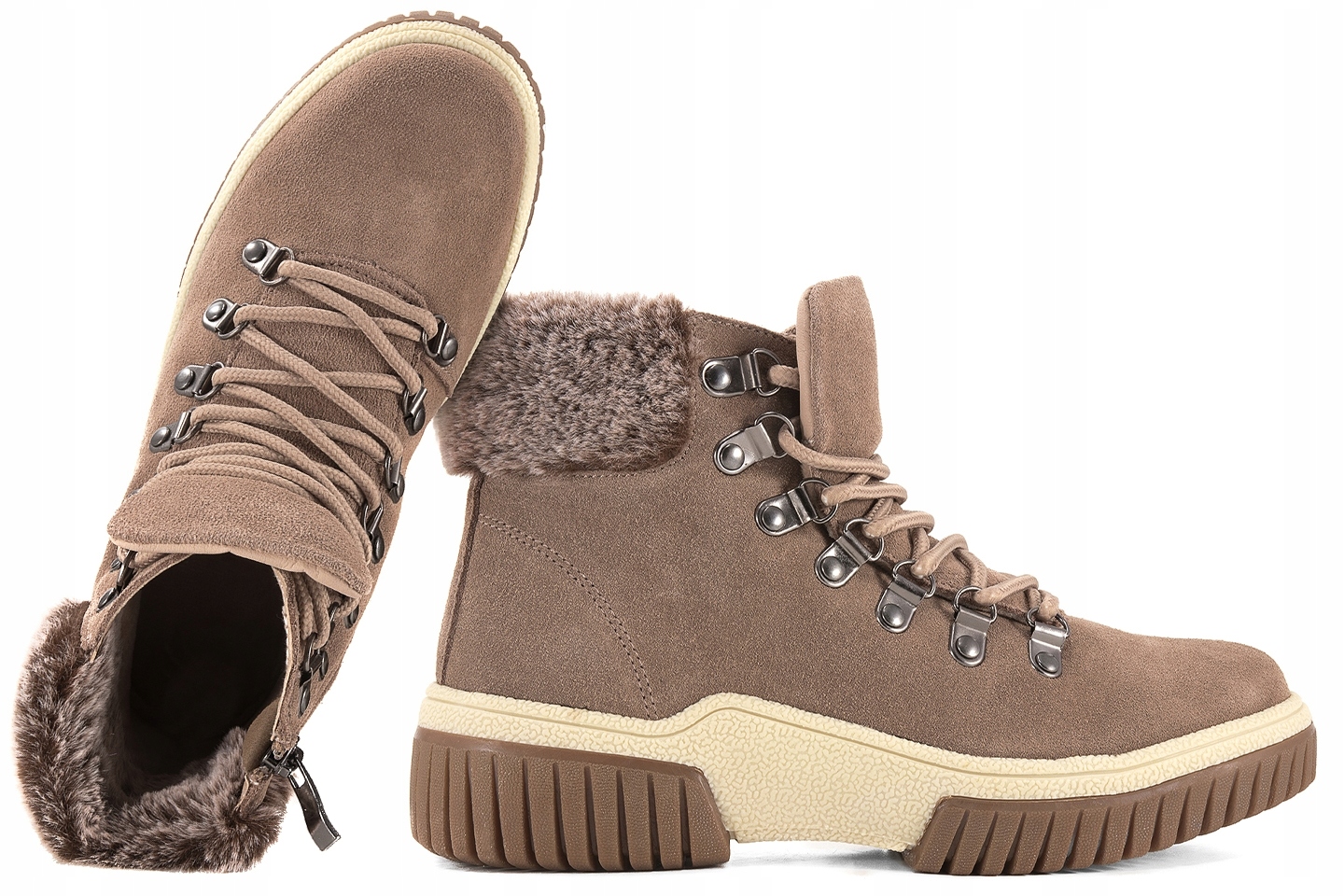 Filippo DBT6489 Zimní Boty Dámské Kotníkové Boty Zateplené Semišové 36 Béžová