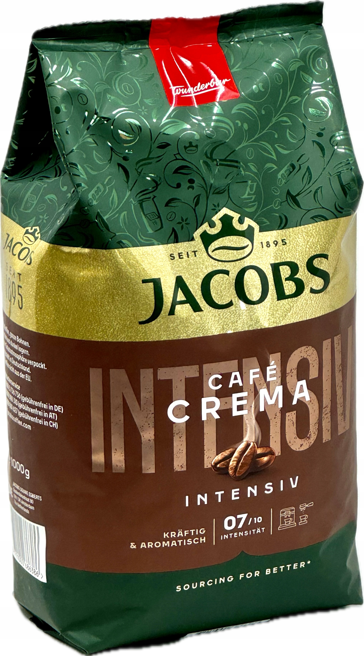Levně Jacobs Cafe Crema Intensiv 1kg Káva zrnková Dárek vzorek