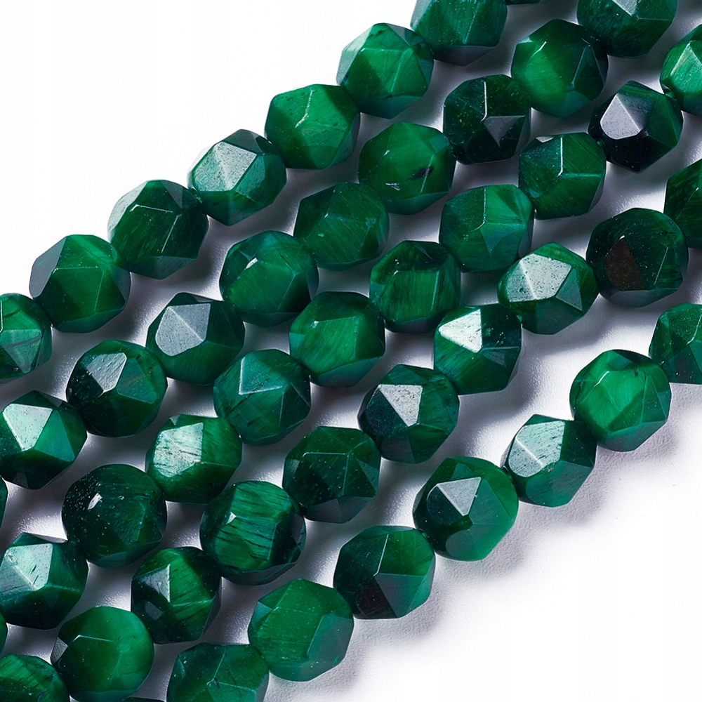 Přírodní Tygří oko Zelený kámen Korálky 7-8mm Šňůra cca 45ks