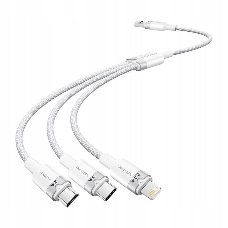 Kabel Usb 2.0 A do 3w1 3A Vention Ctpwg 1.5M (biały)