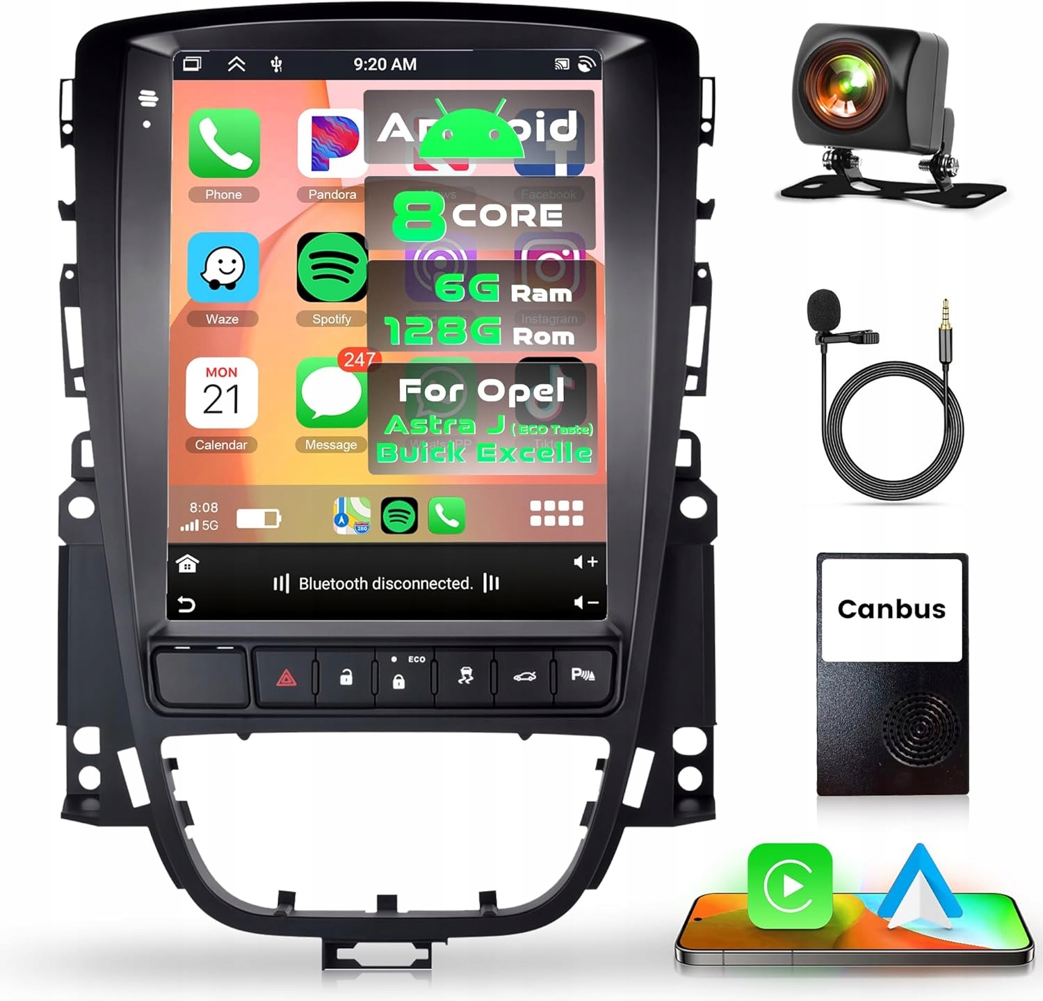 Radio Android Opel Astra J Buick Excelle Verano Carplay Kamera