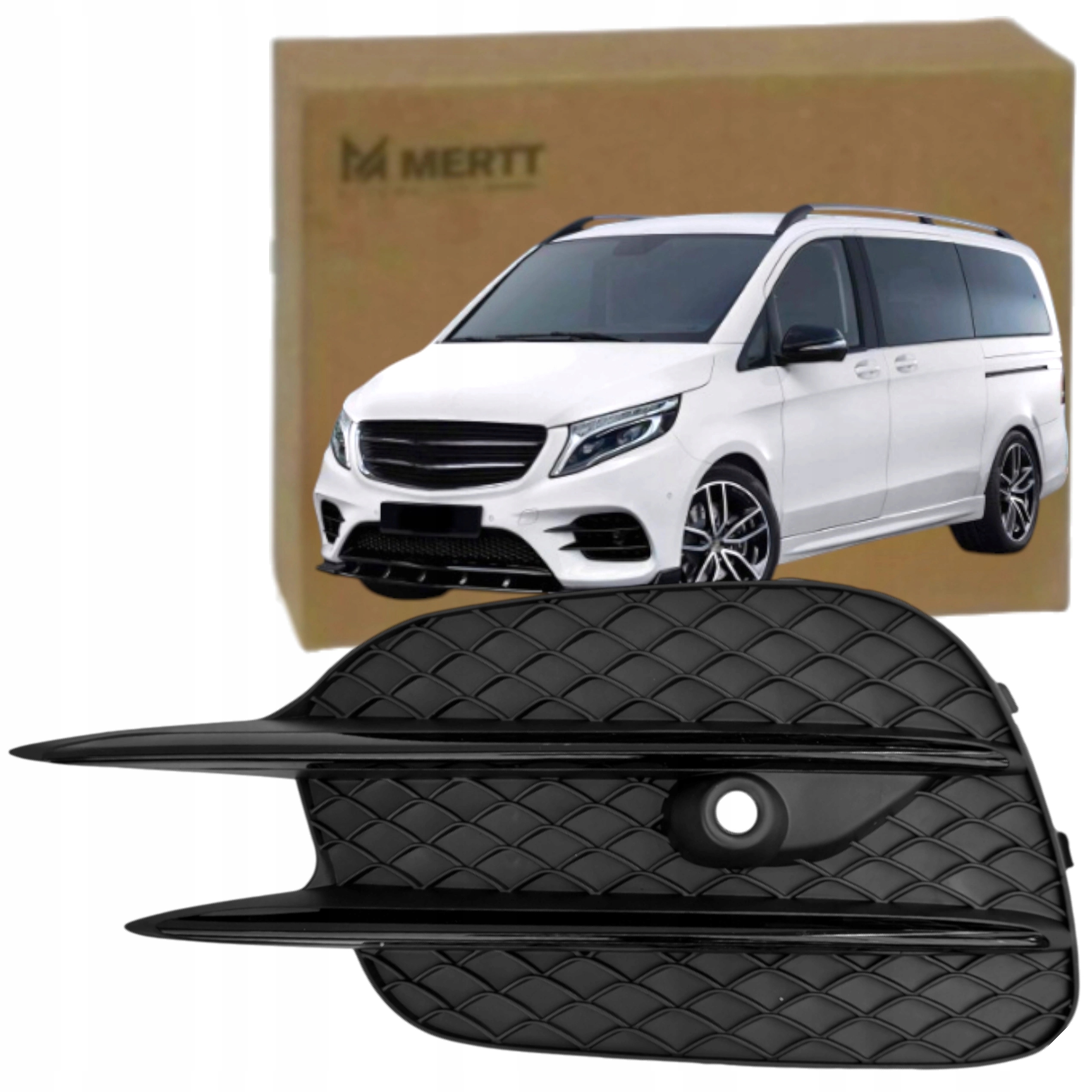 Mřížka nárazníku, krytka Levá, stříbrná Mercedes V-klasa W447 Amg 2014-2025