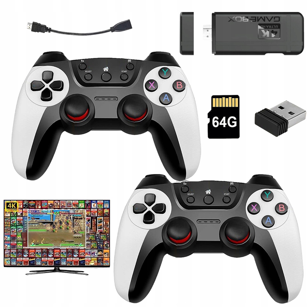 Gra Telewizyjna Konsola Bezprzewodowa 2 Kontrolery 4K Hdmi 20000 Gier 64G