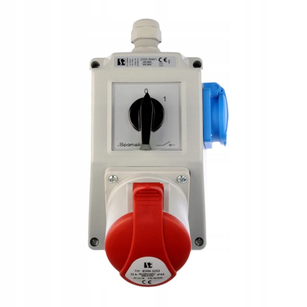 Napájecí Sada 32A 1XGN 32A 5P 1XGN 2P+Z Pojistka IP44 Spamel ZI05\