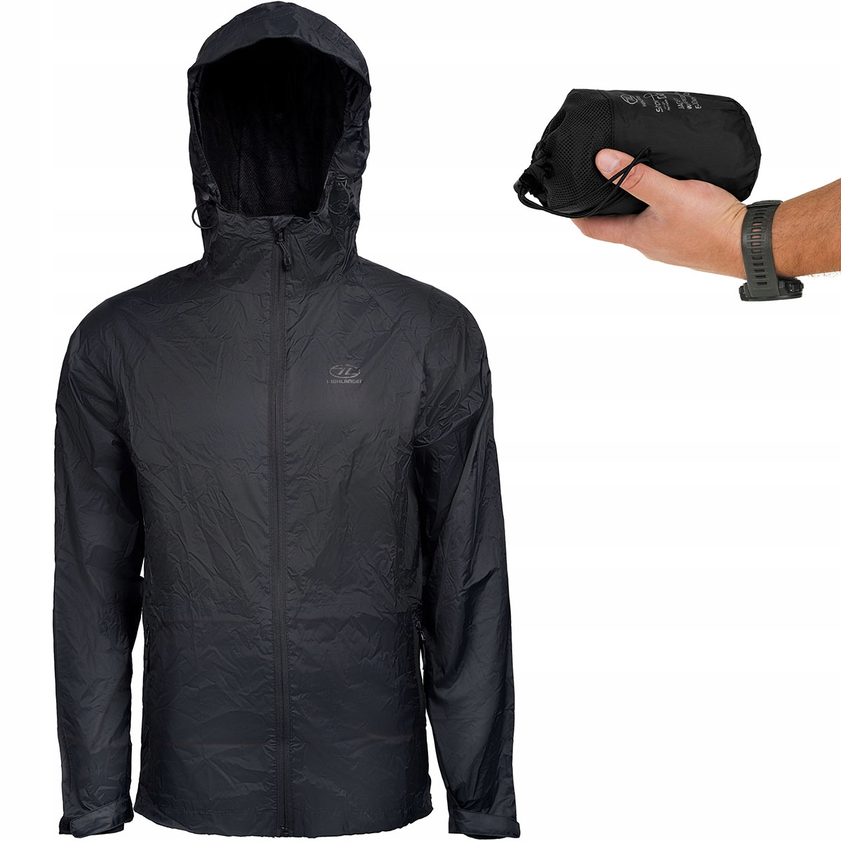 Lehká dešťová bunda Highlander Pack-Light Performance Černá L