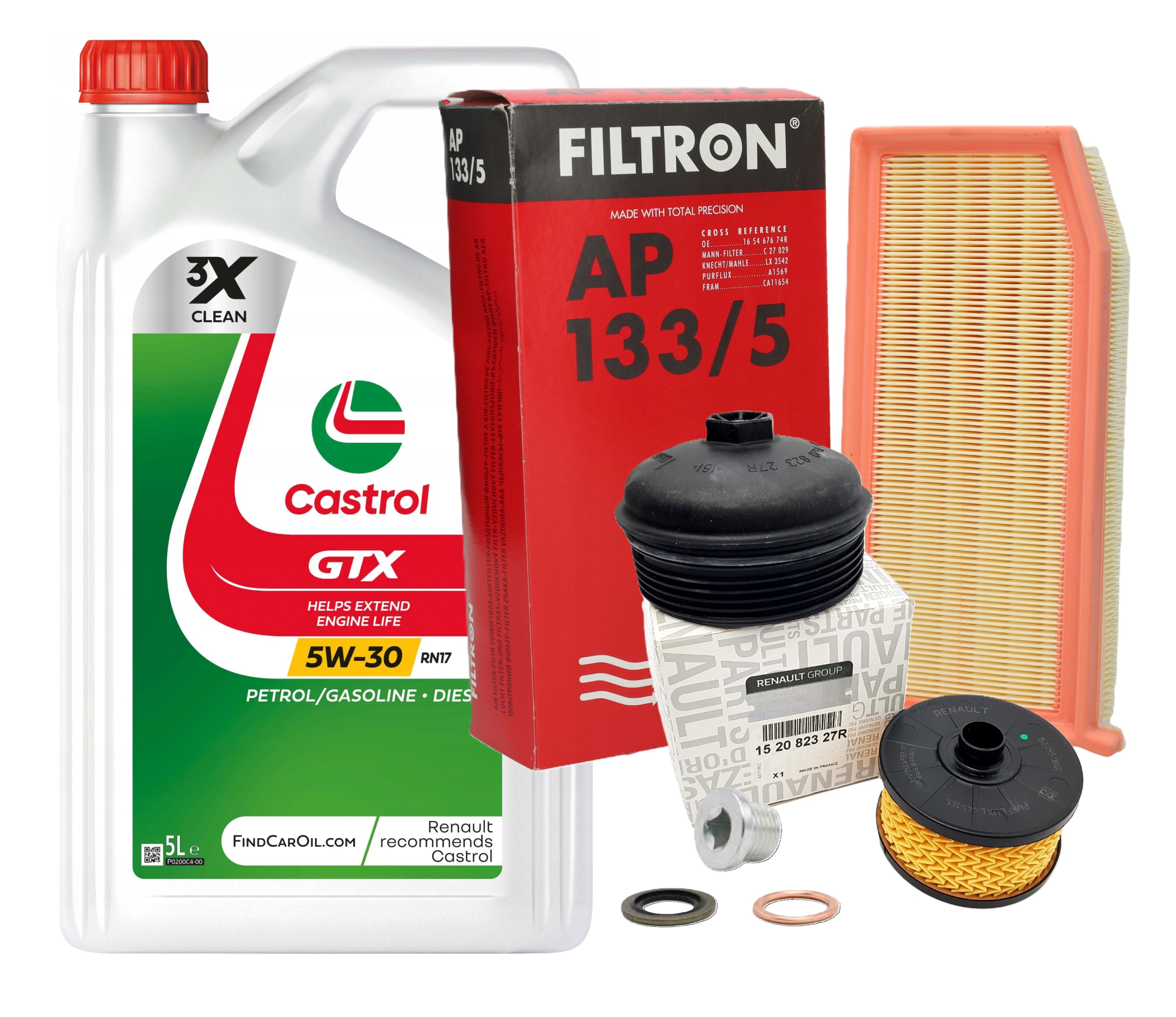 Olejový Filtr Oe Víko Renault Dacia 0.9 1.2 TCe Castrol Gtx RN17 5W30 5L