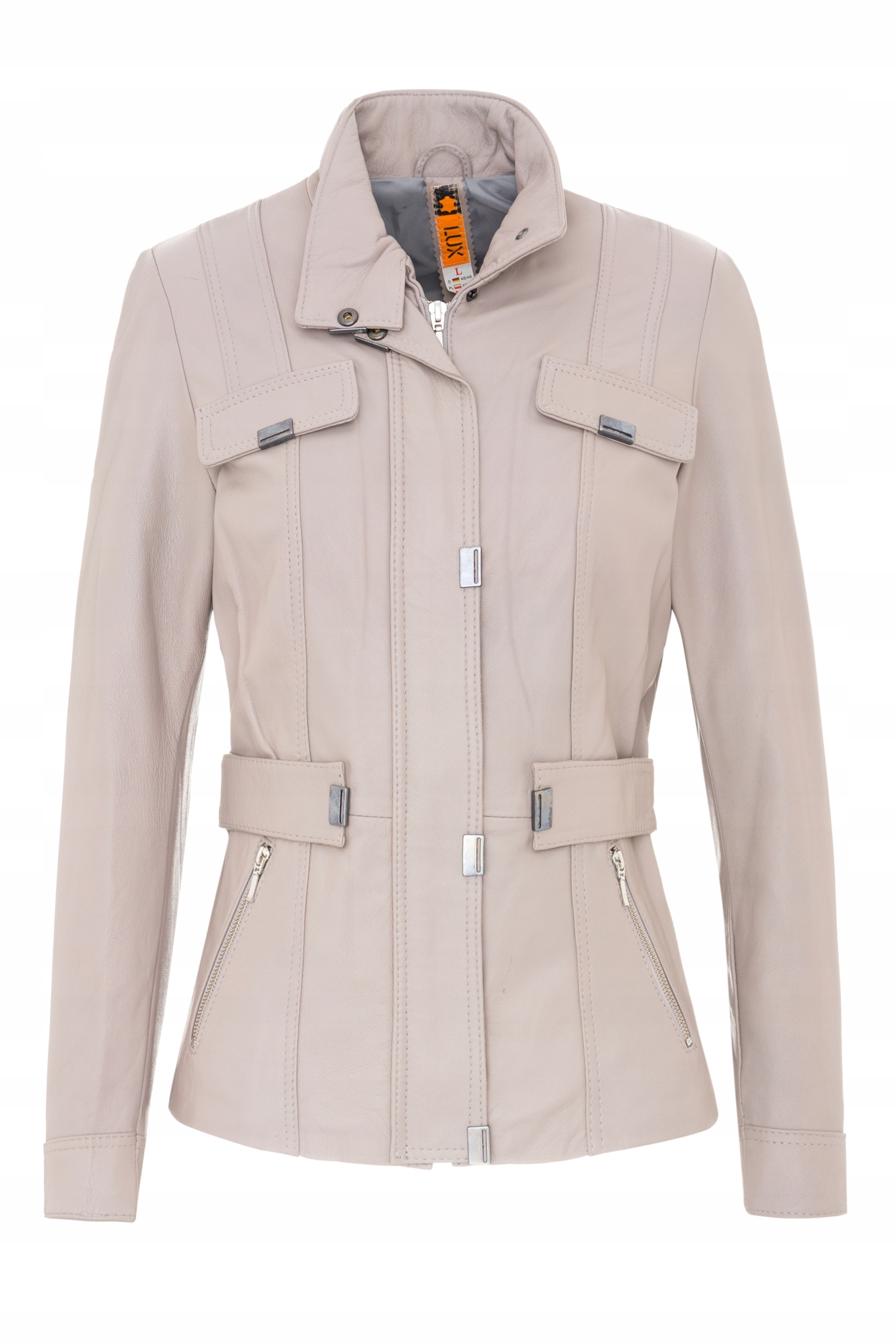 Szara KURTKA SKÓRZANA damska na zamek KAD-31 XL 42