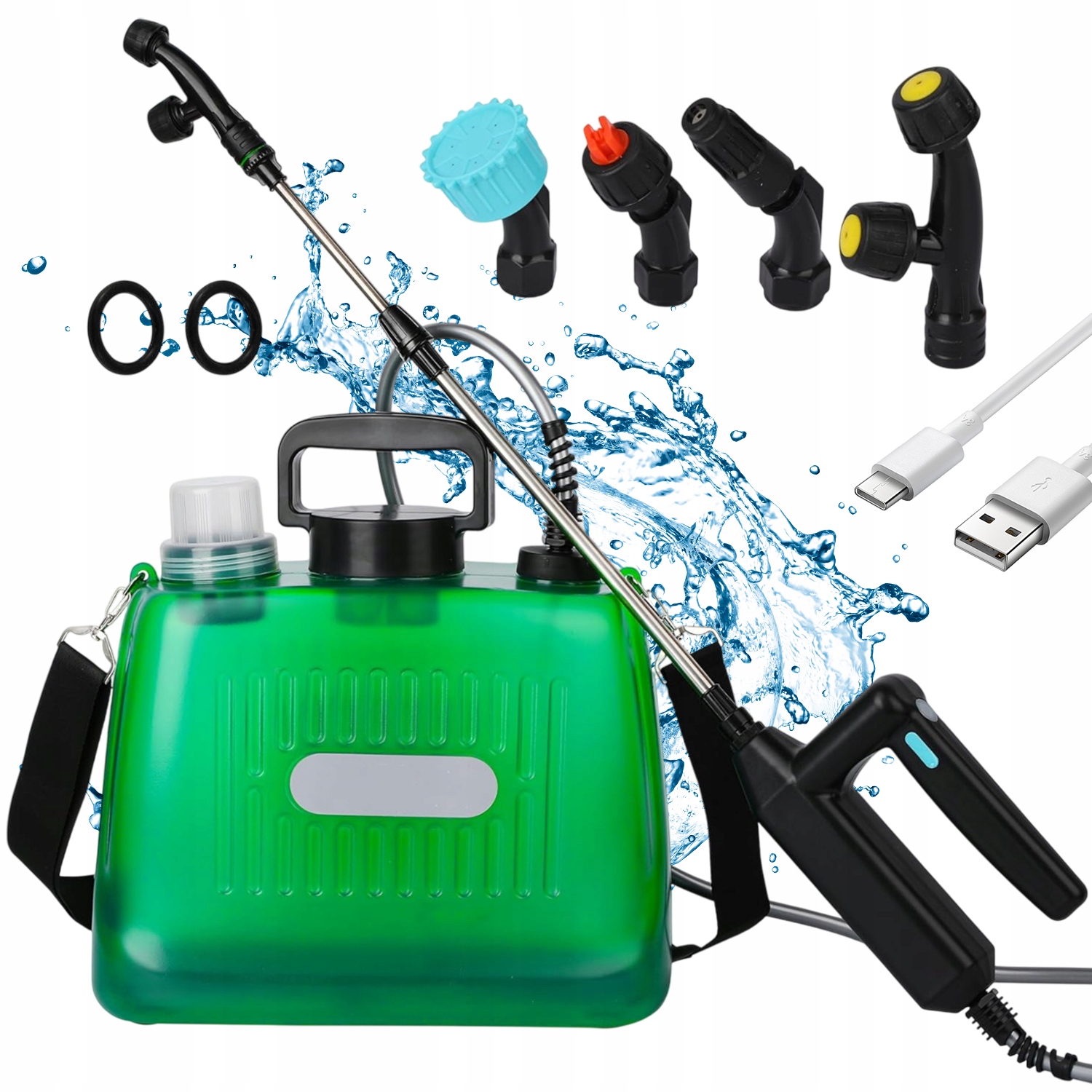 Zahradní Akumulátorový Tlakový Postřikovač 8 L Dlouhá Lanka 81 cm 4 Trysky