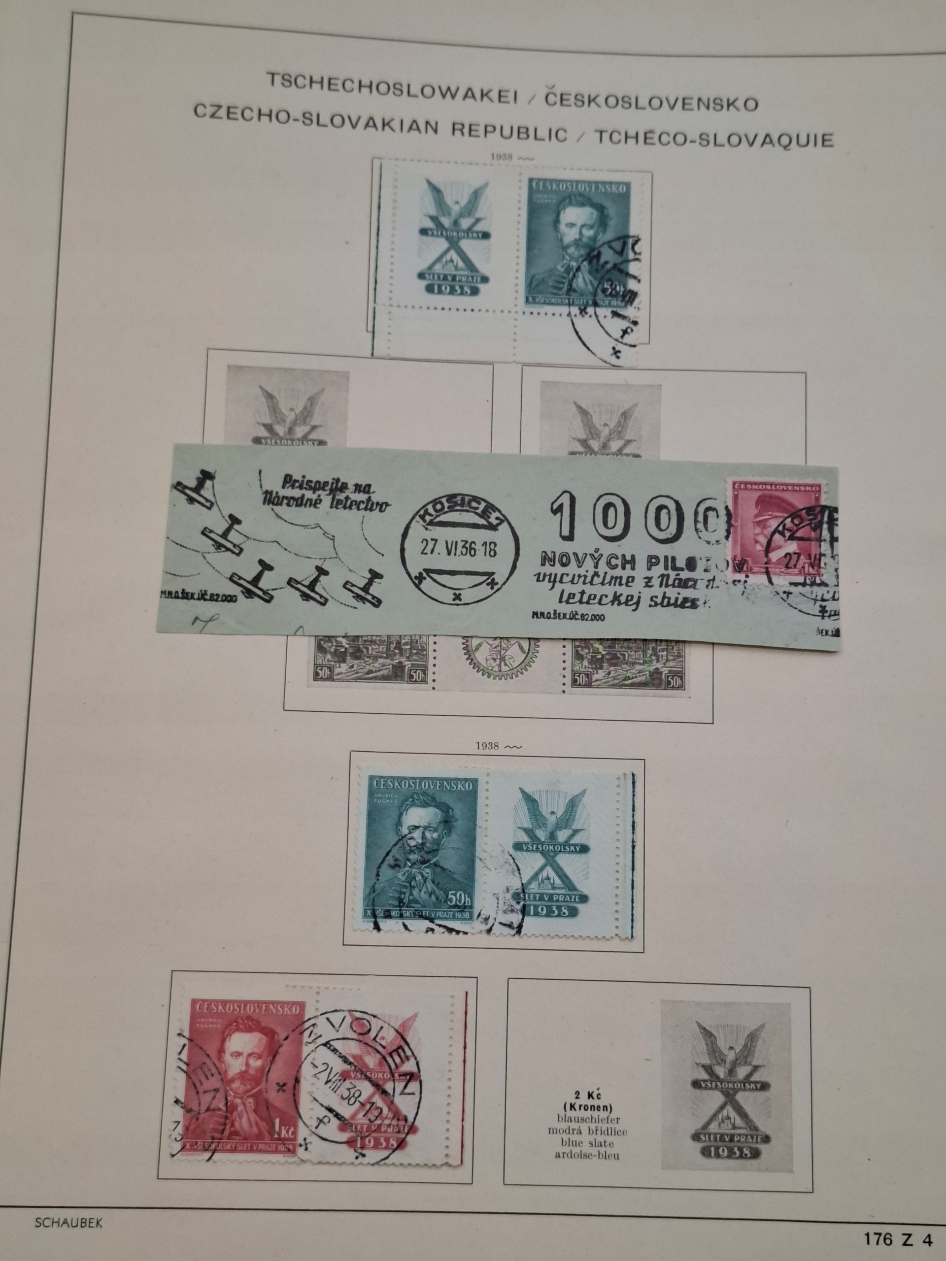 Znaczki Czechosłowacja strona z klasera Czechy