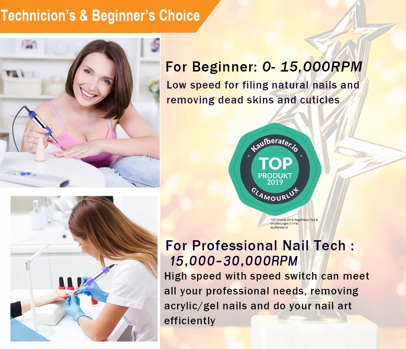 JD700 Frezarka Do Paznokci 30000 Obr/Min Zestaw Manicure Pedicure — miniatura 7