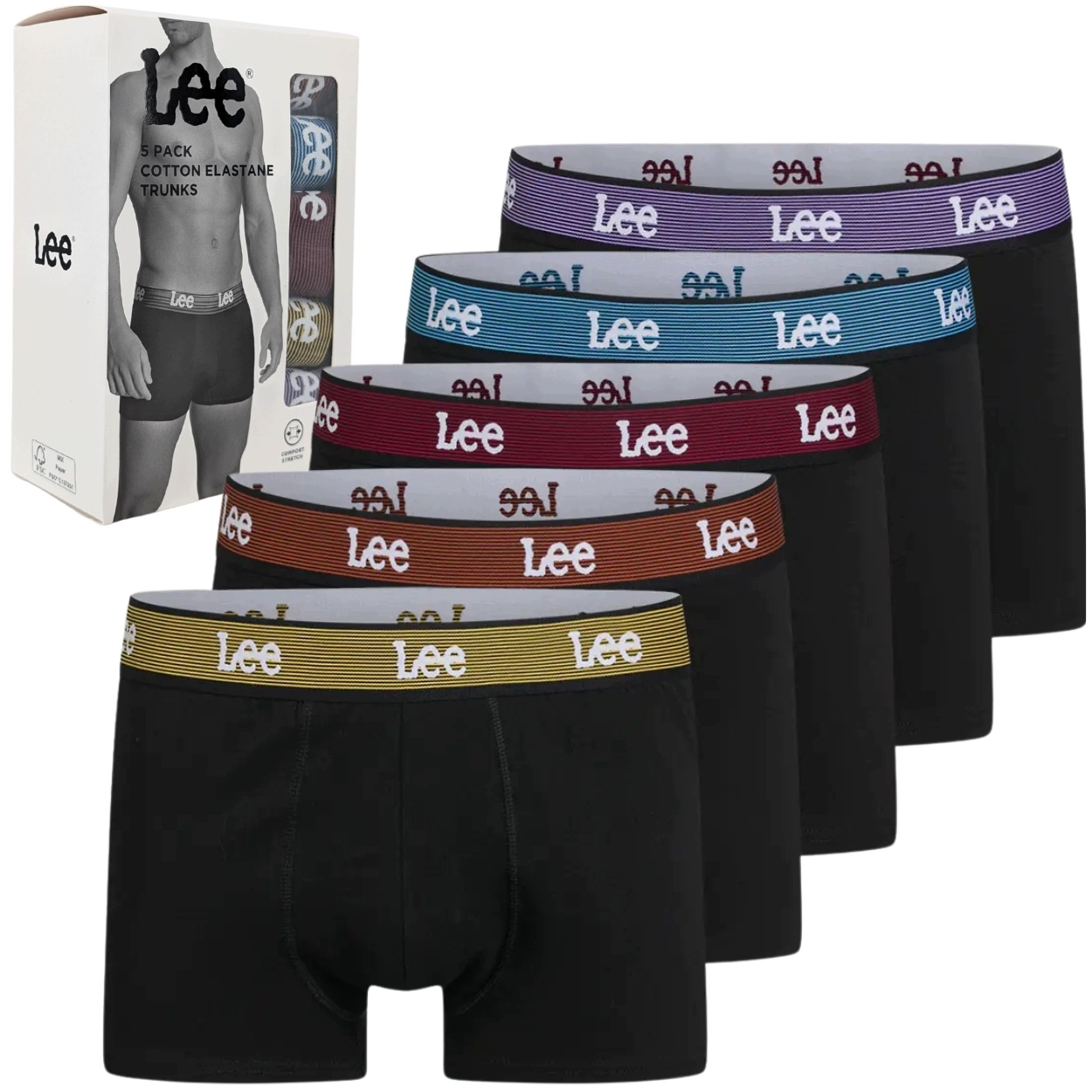 Lee Lister elastické bavlněné boxerky pánské slipy 5 kusů M