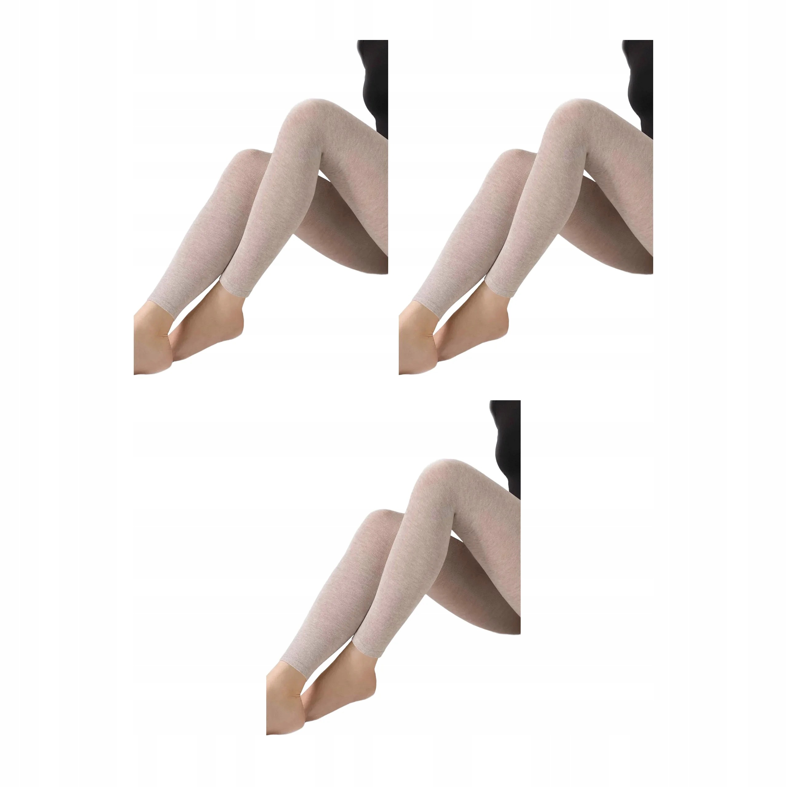 3 páry Dámské bavlněné legíny s vlnou 608 Cotton 3x Beige Melange 3-M