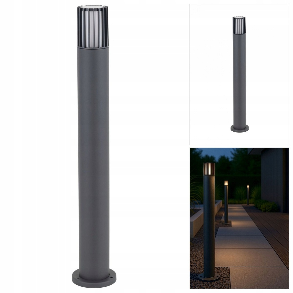Šedý osvětlovací sloupek Ribo s odolným zahradním designem Tk Lighting