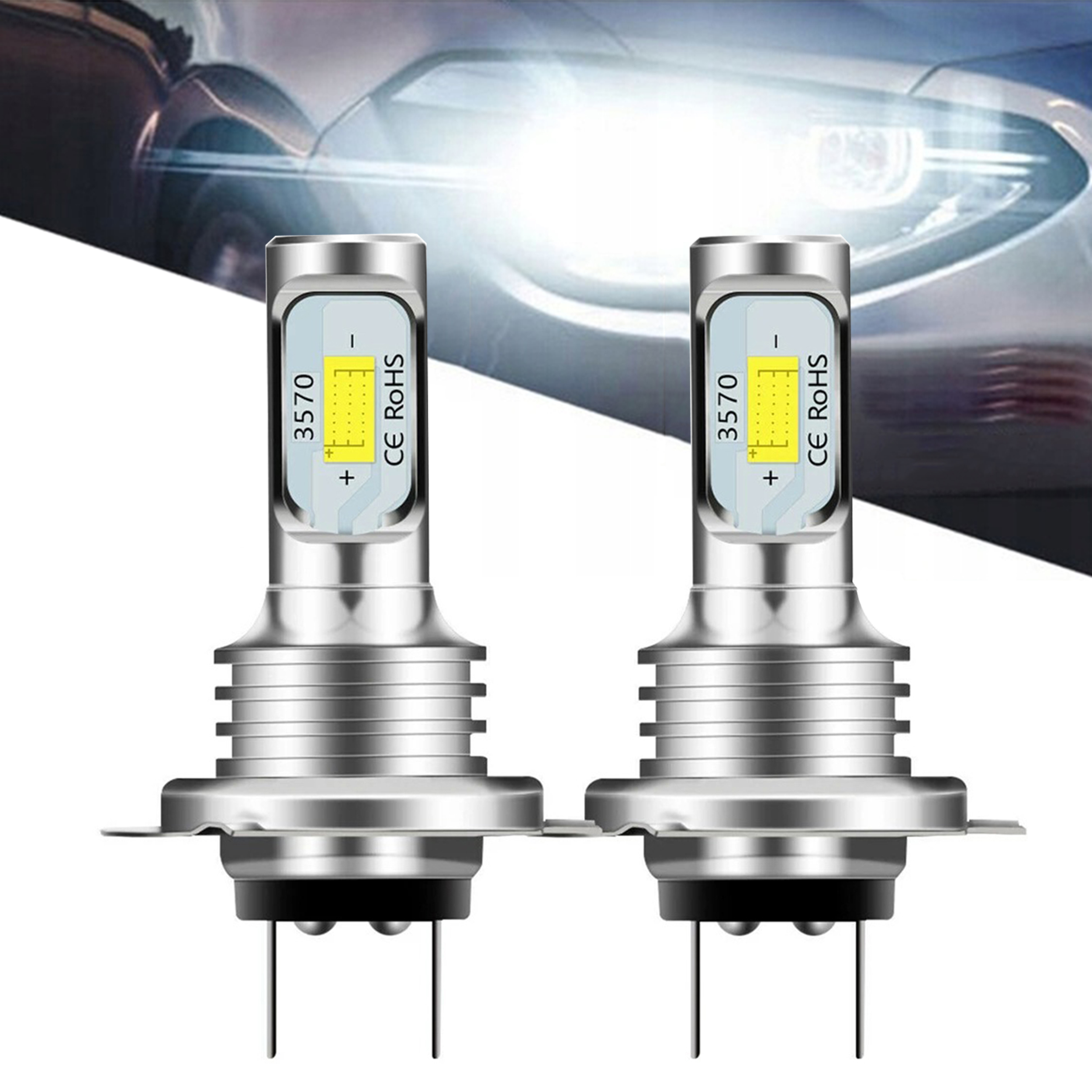 2x Żarówki Led H7 Bardzo Mocne 4000LM 6500K 1:1 Canbus 50000H 40W DC 12-24V