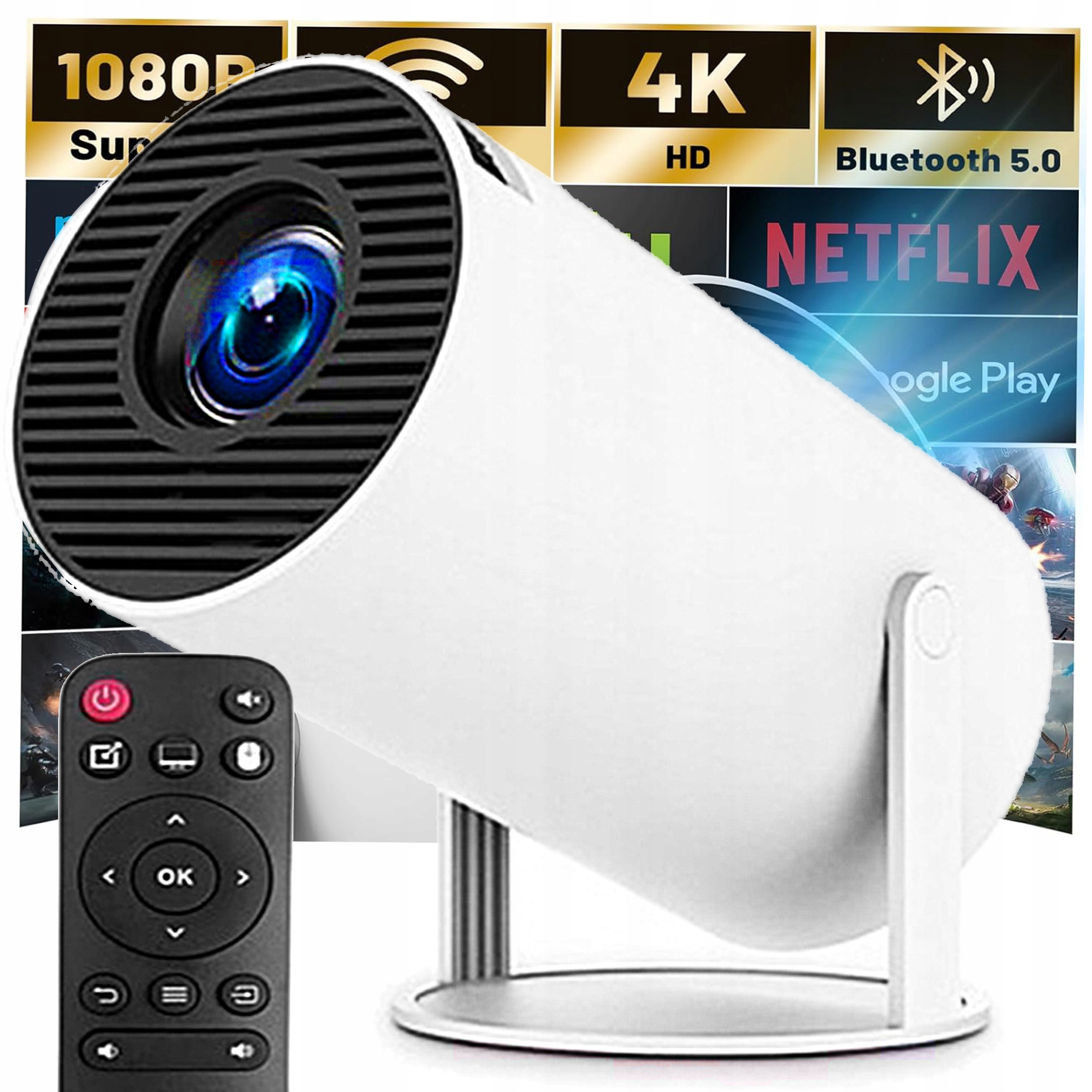 Projektor Android Wifi Full Hd Prenosný Inteligentný Otočný Reproduktor F.r.