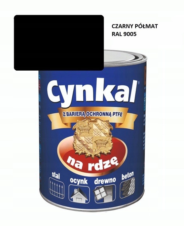 Farba uniwersalna Cynkal 10L Czarny Półmat 9005