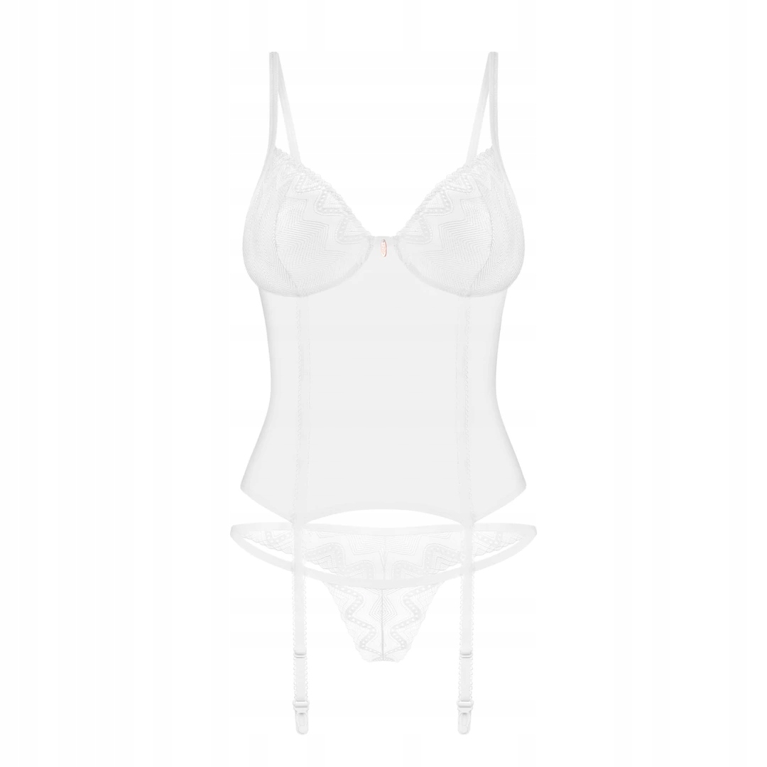 Obsessive Alissium komplet korzet a tanga Xs/s bílá s krajkou