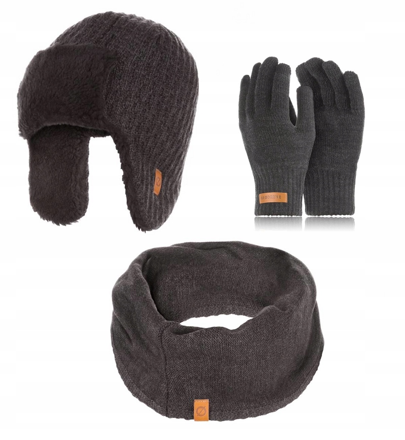 Sada zimních doplňků 3v1 Brodrene Tmavě šedá