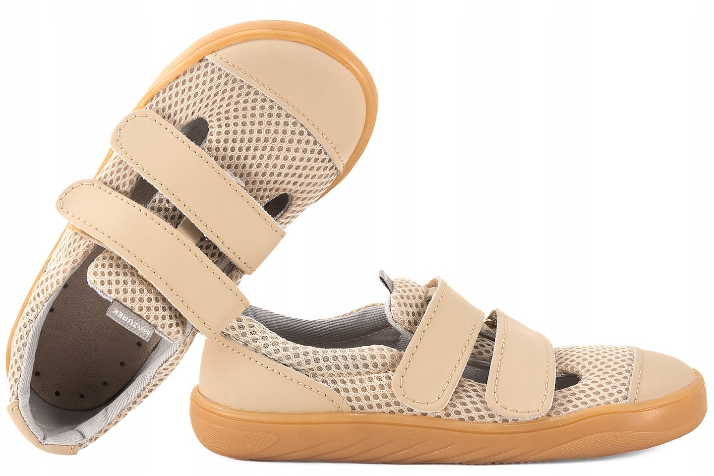 Mazurek Slipper Late Barefoot Skórzano-tekstylne Półbuty Kapcie Beżowy 21