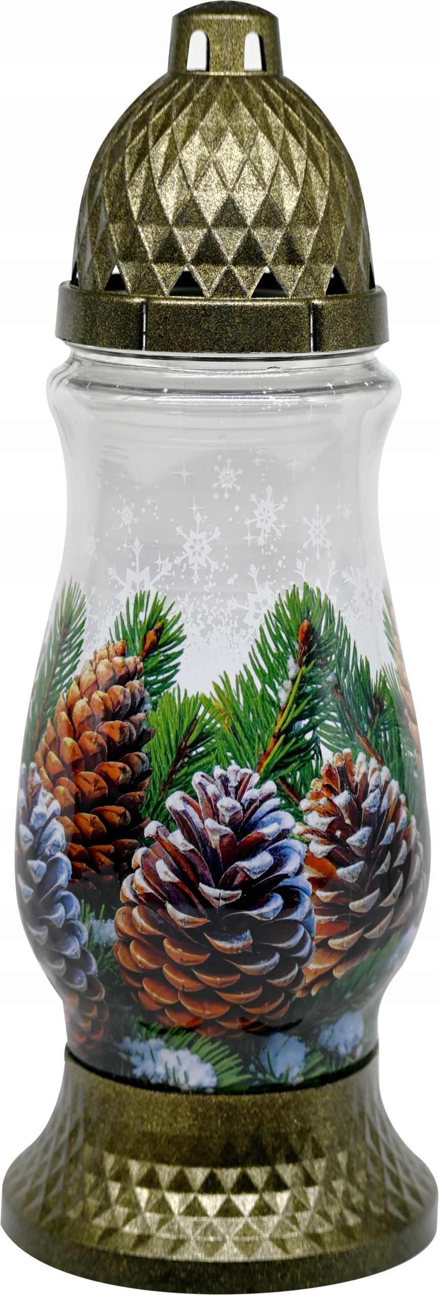 Znicz Powlekany Grafiką SZYSZKI Boże Narodzenie, wysokość 28cm