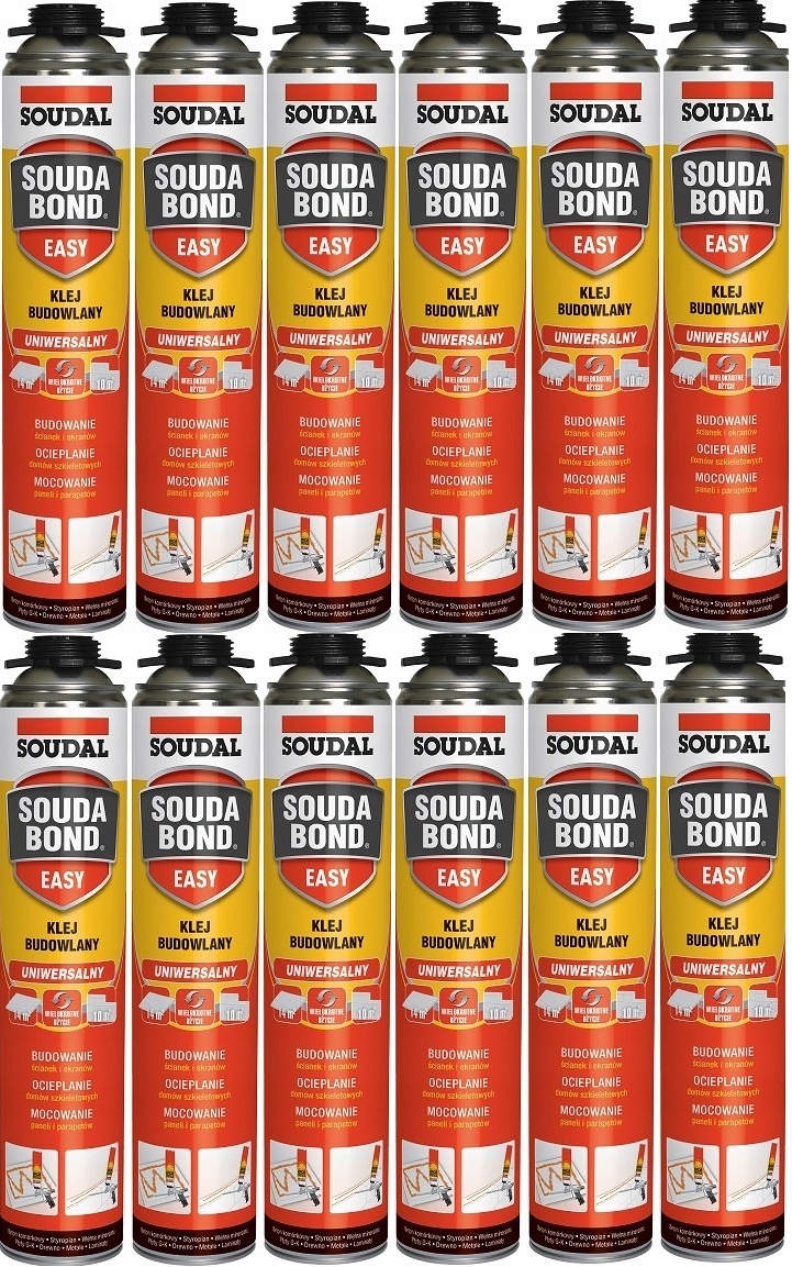 12ks Soudal univerzálny lepiaca pena stavebný lepidlo Soudabond Easy 750 ml
