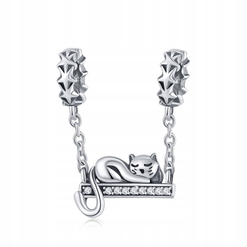 

G010 Kot łańcuszek charms zawieszka srebro 925