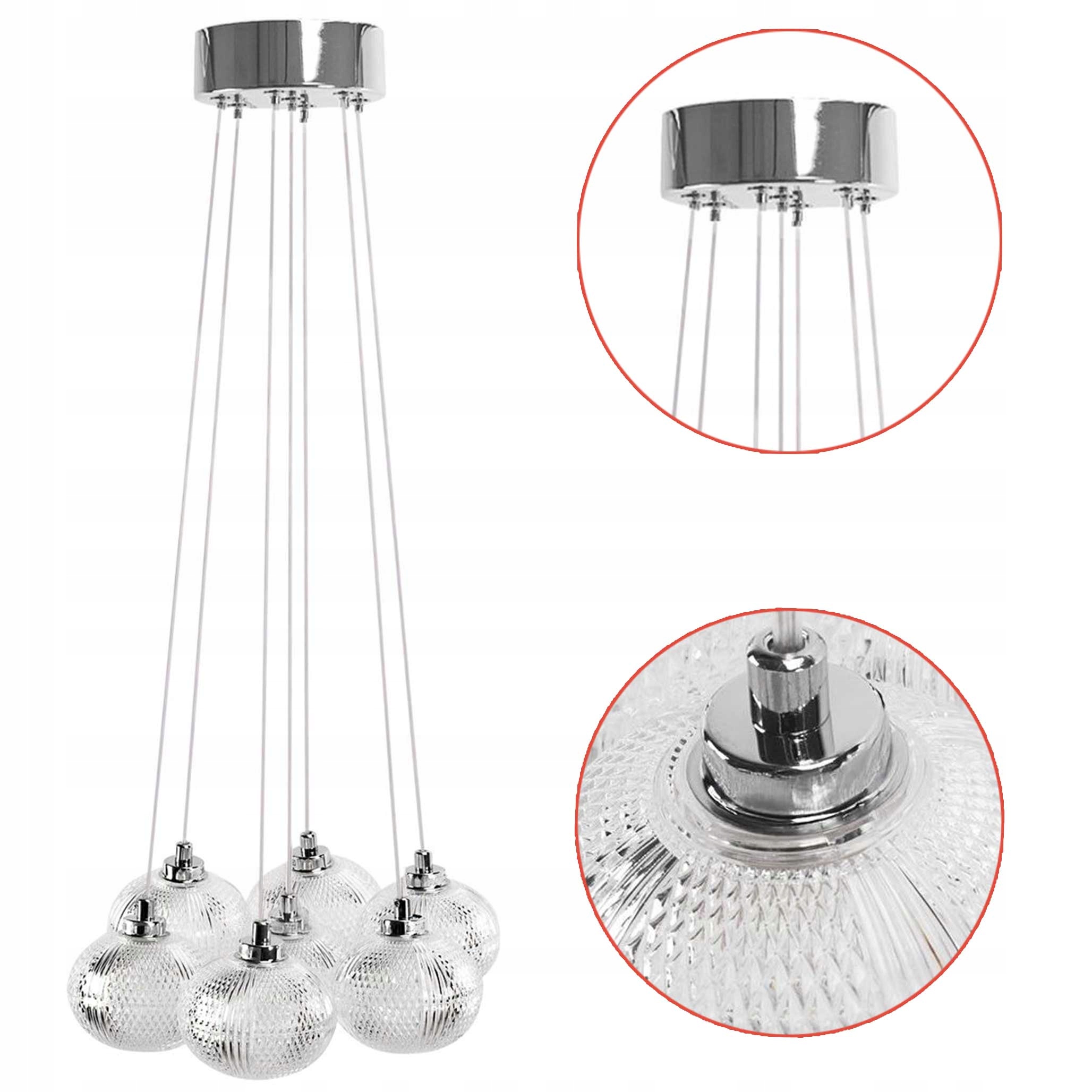 Závesná lampa Kryštálová Chróm 7xG9 Moderná lampa do obývačky a jedálne