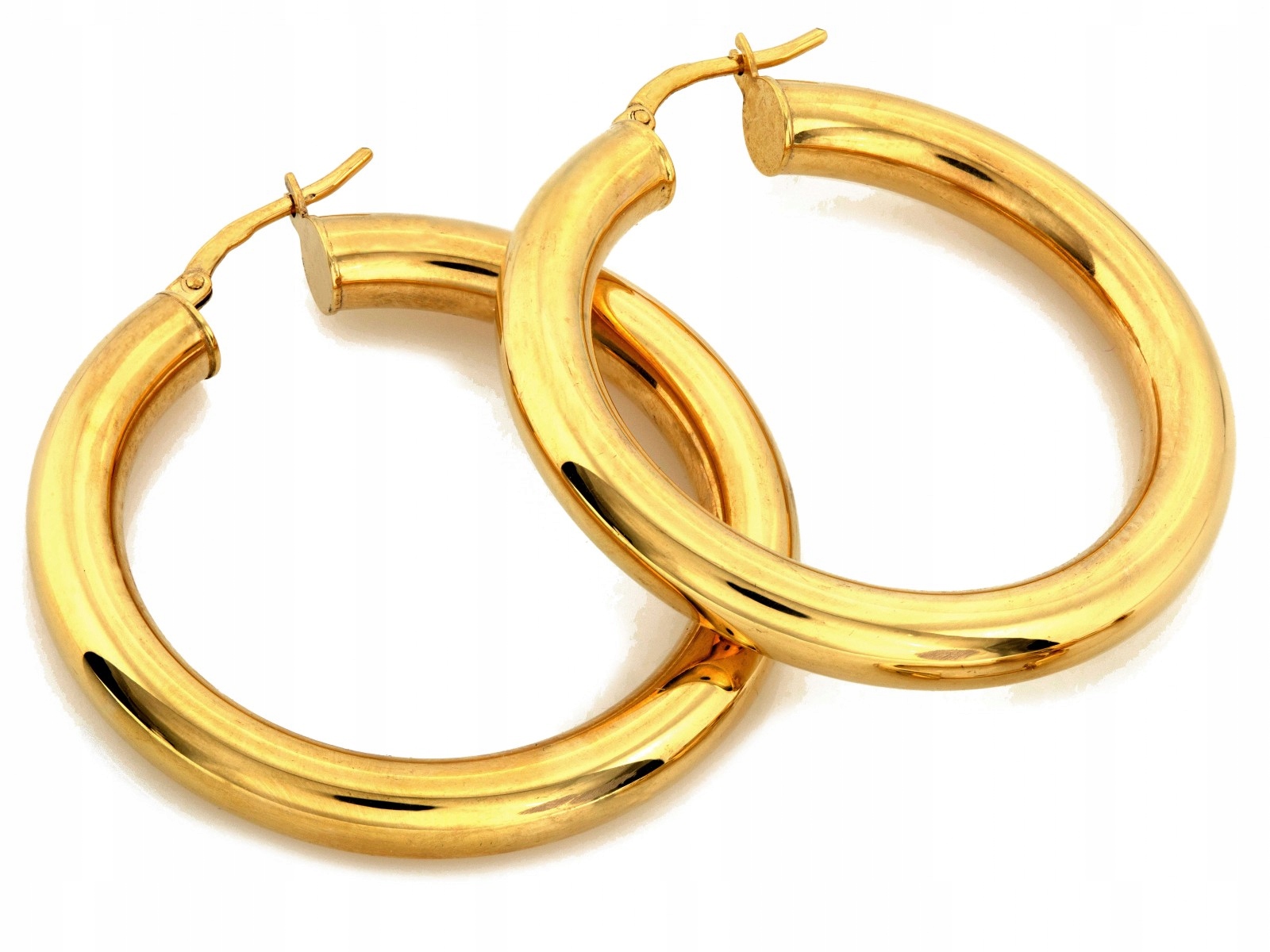 Zlaté kruhové Náušnice ryzost 585 14k, foukané, 39 mm, 5,46 g, ideální jako dárek