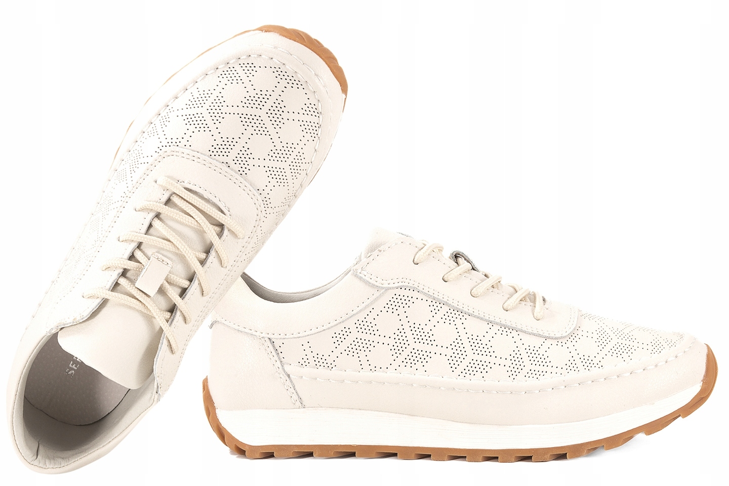 Sergio Leone SP-001 Ažurové Kožené Polobotky Sportovní Tenisky béžové 37