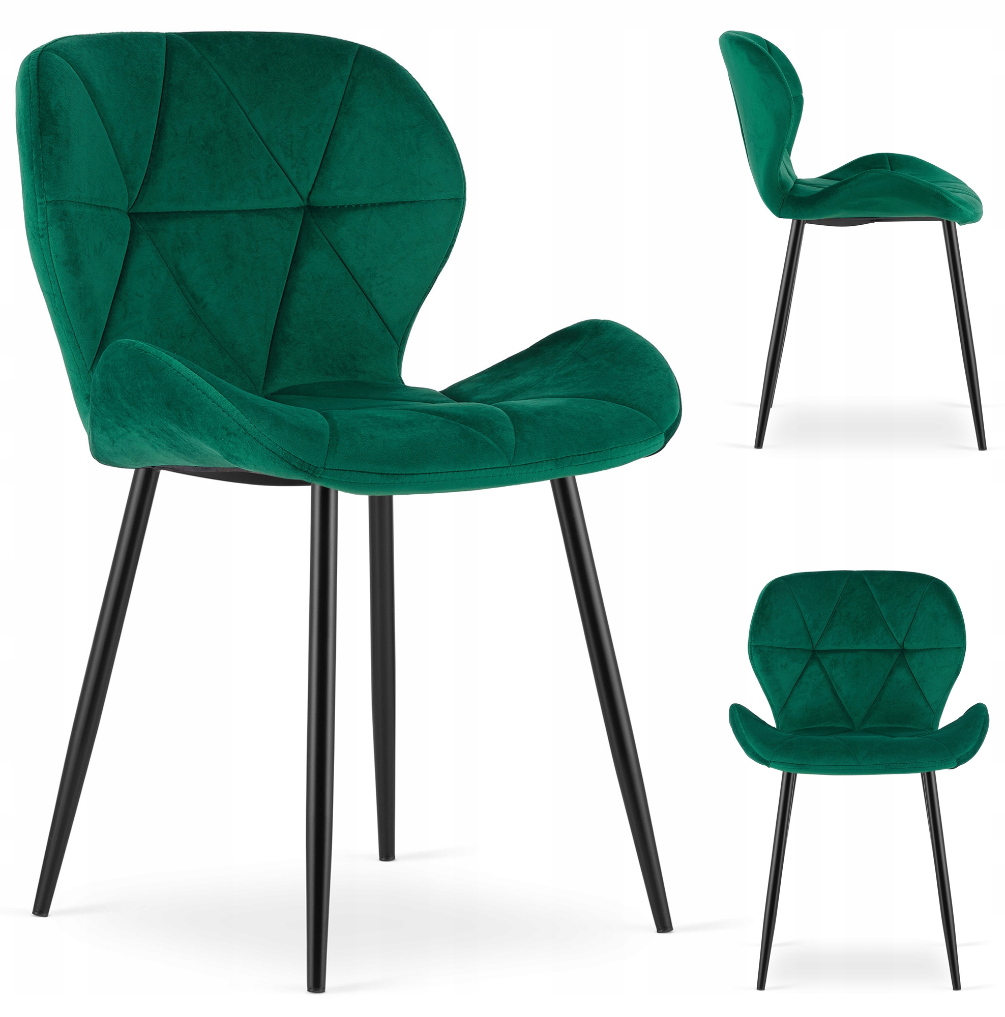 Krzesło Tapicerowane Welurowe Velvet Do Salonu Kuchni Jadalni Vela Zielone