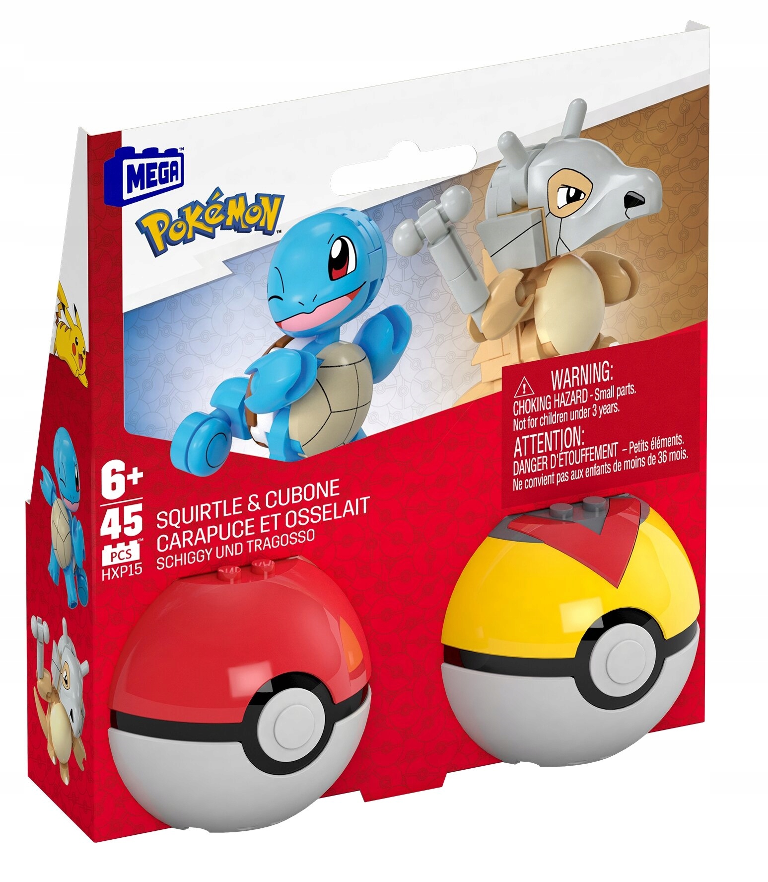Klocki konstrukcyjne Pokémon Squirtle i Cubone HXP15