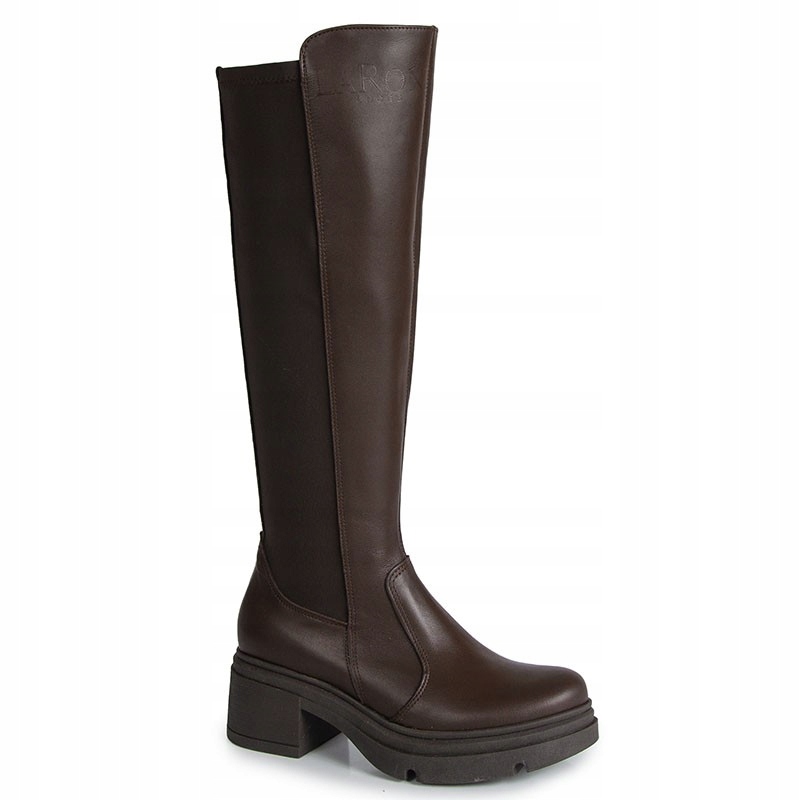 Laroni 3887 Čokoládově Hnědé Kožené Kozačky Kovbojské Boty Široké Lýtko 38