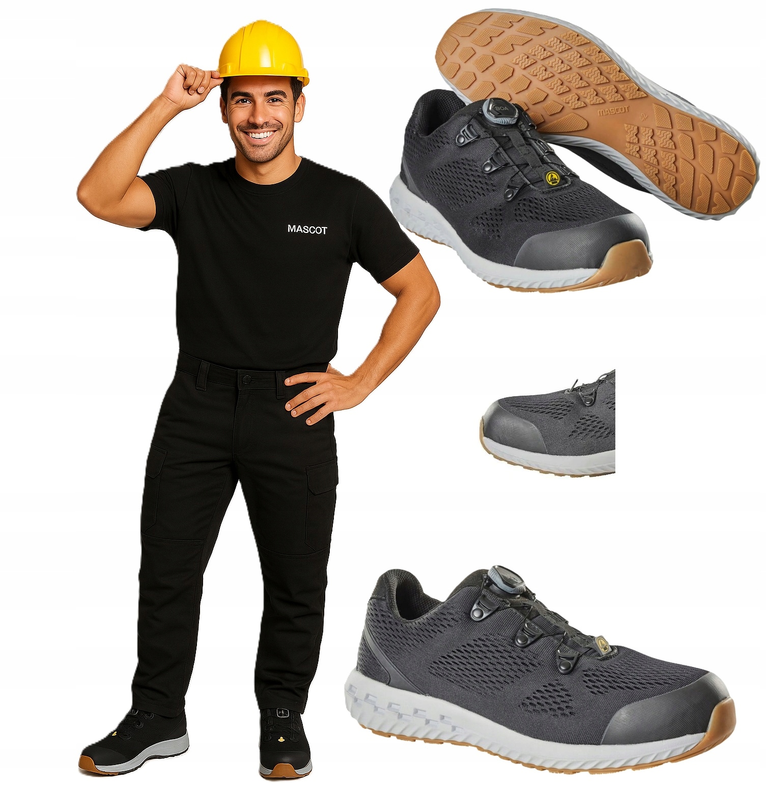 buty robocze Mascot R. 42 boa S1P F0300 lekkie elastyczne czarne R. 42